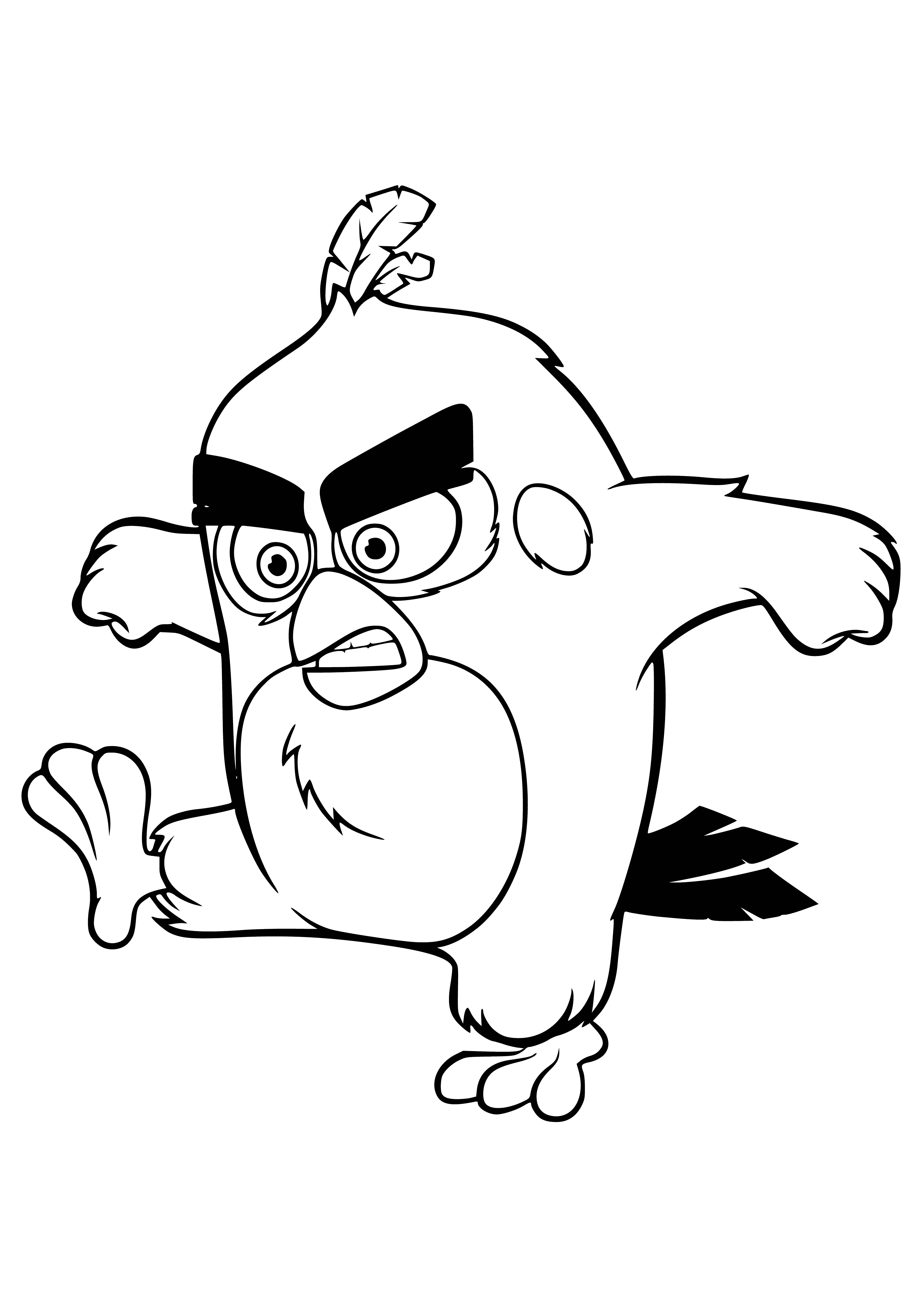 coloring page: Red is an angry bird ready to fight the green pigs. Wings out; ready to take them down! #AngryBirds.