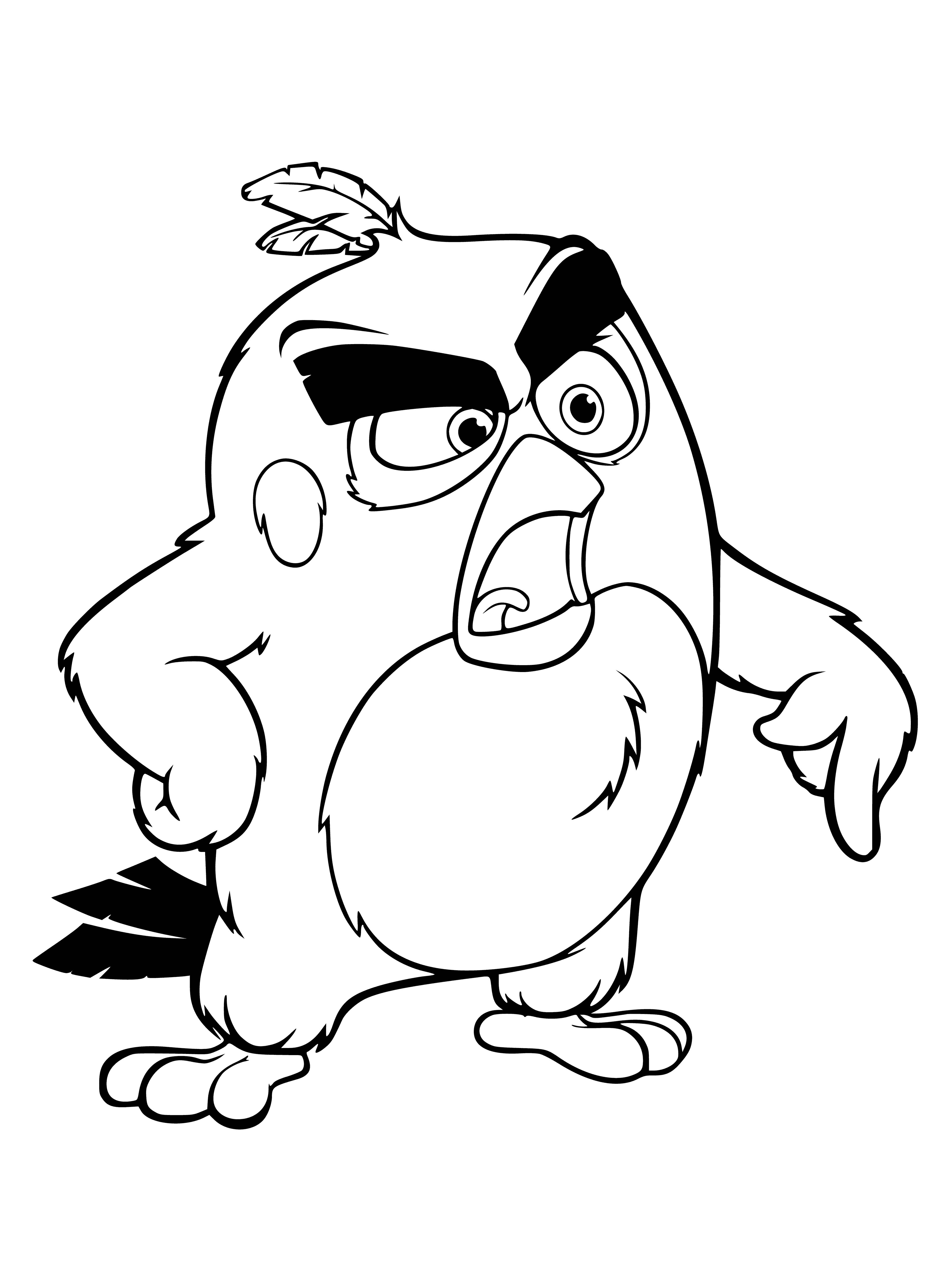 coloring page: Players must use a slingshot to control an Angry Bird and destroy buildings. Skill and accuracy are needed to beat the game. #AngryBirds #Gaming