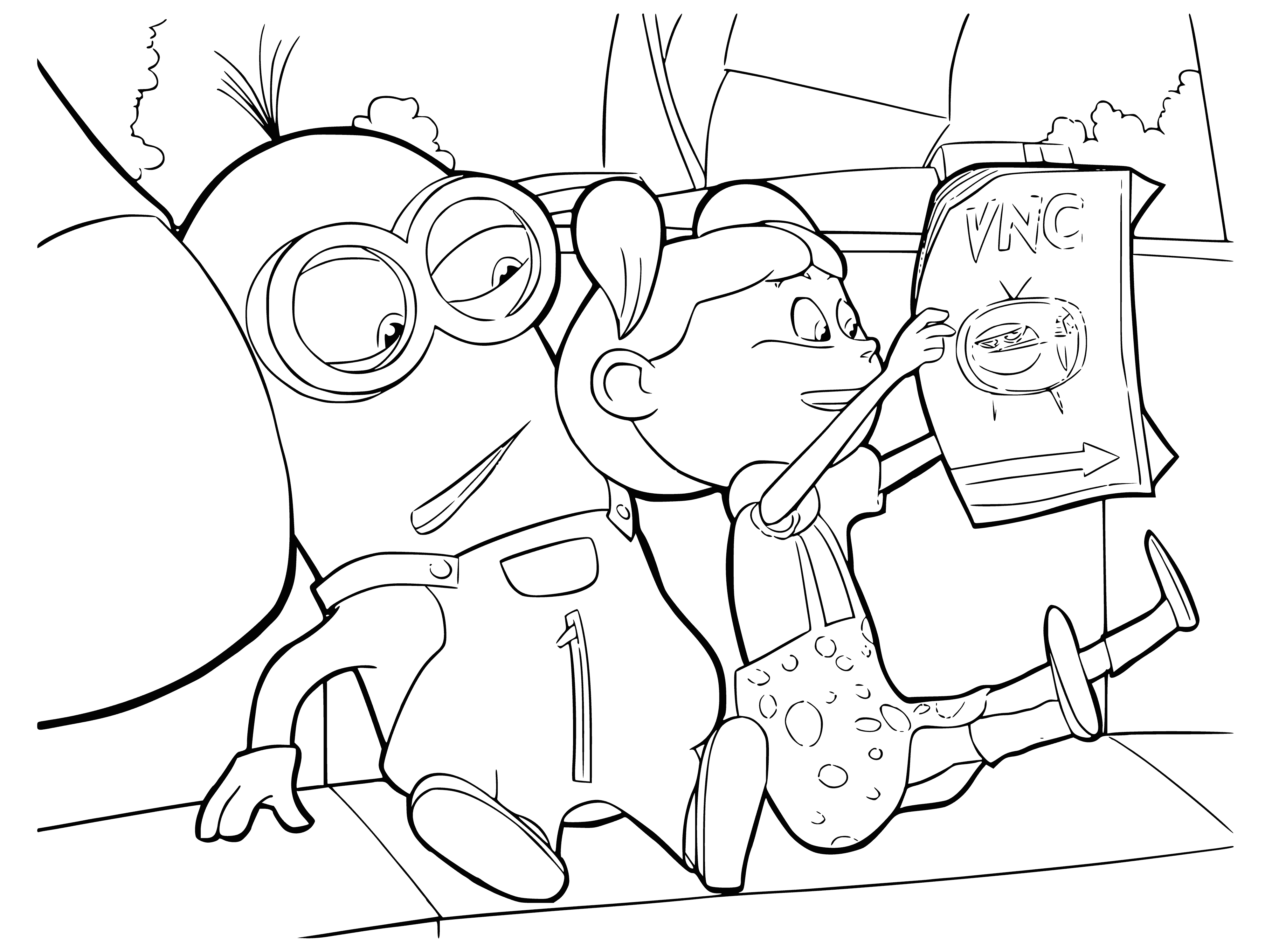 Mignon Kevin in the car coloring page