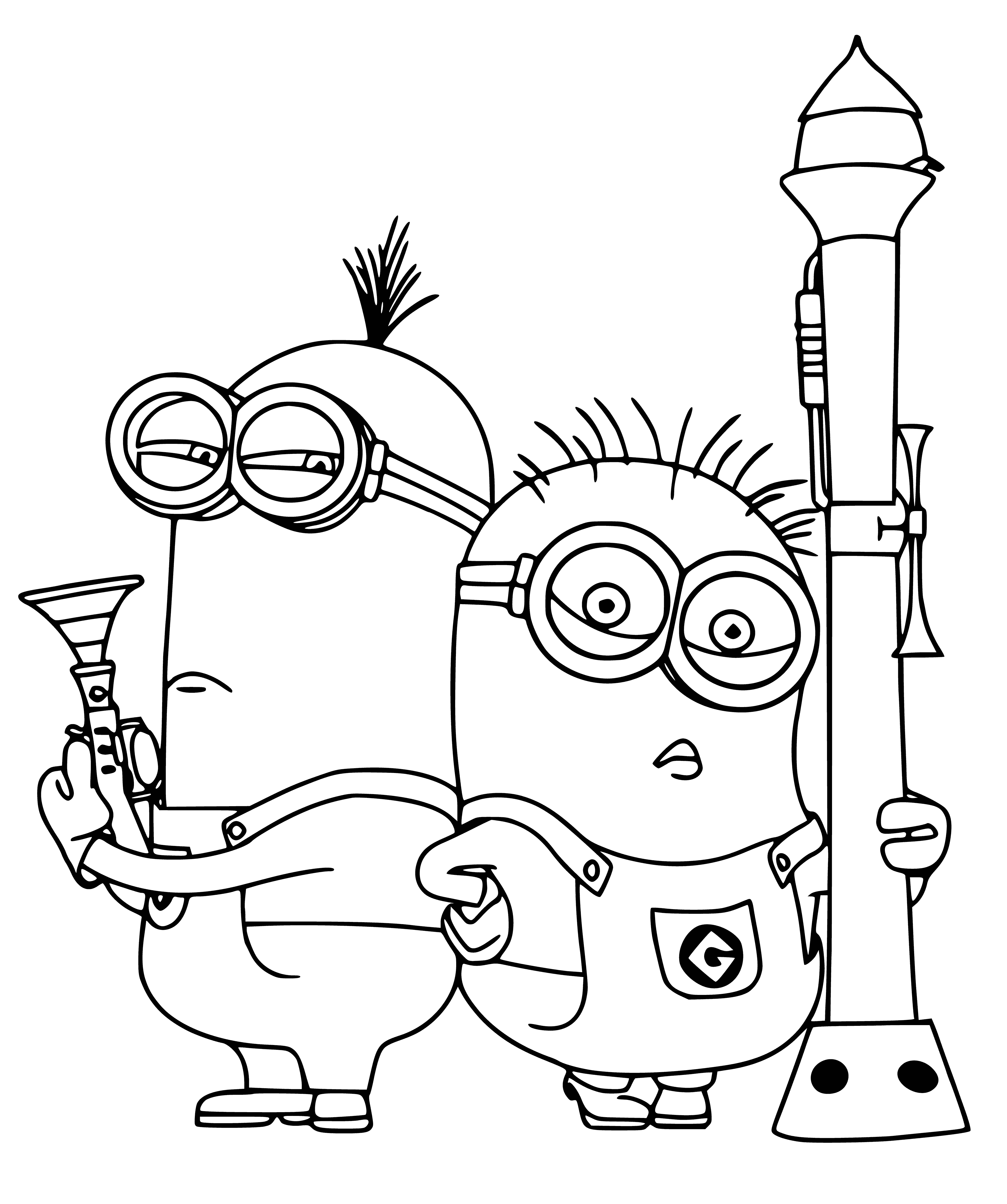 Minions with weapons coloring page