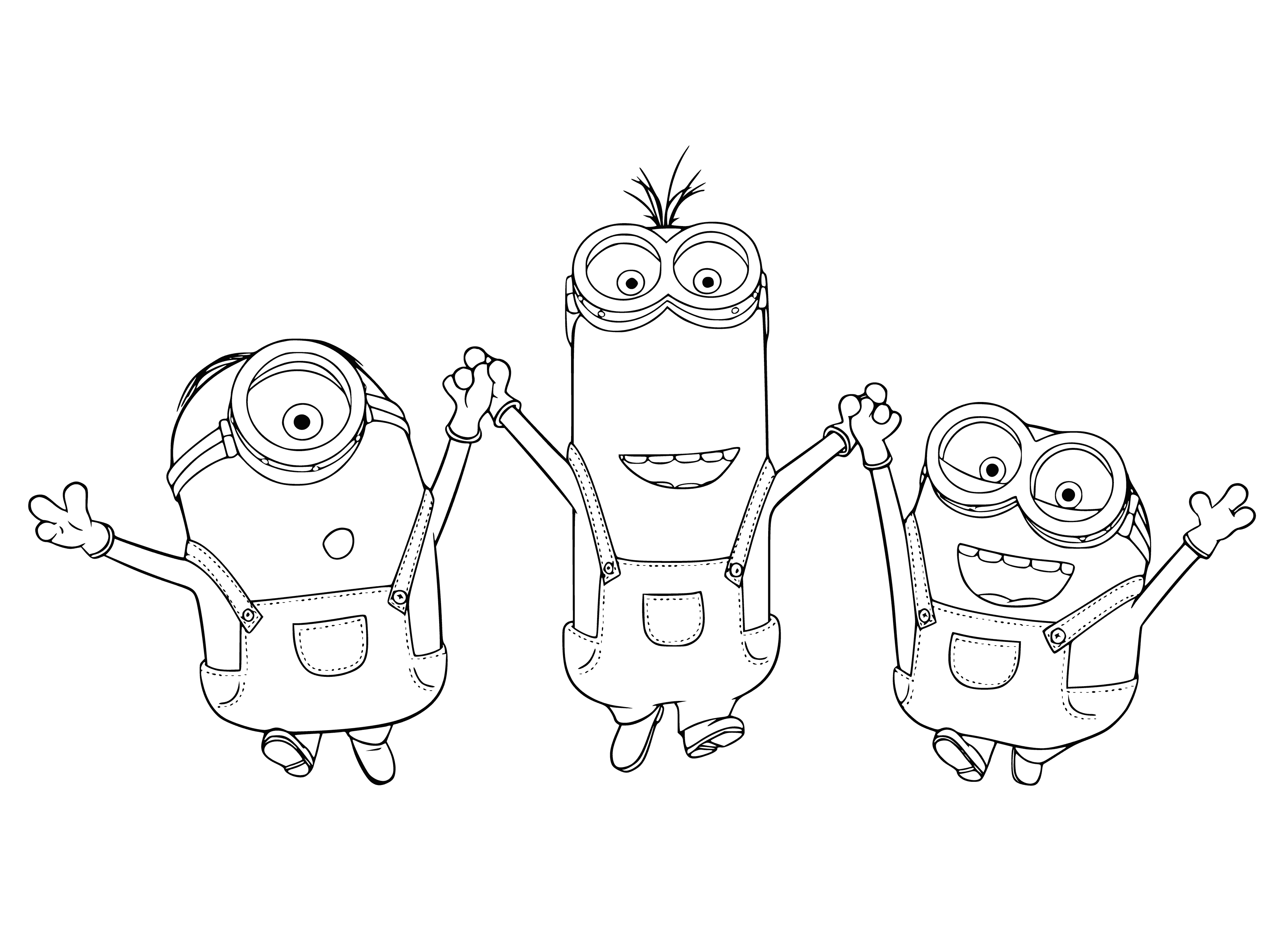 Minions Stewart, Kevin and Bob coloring page