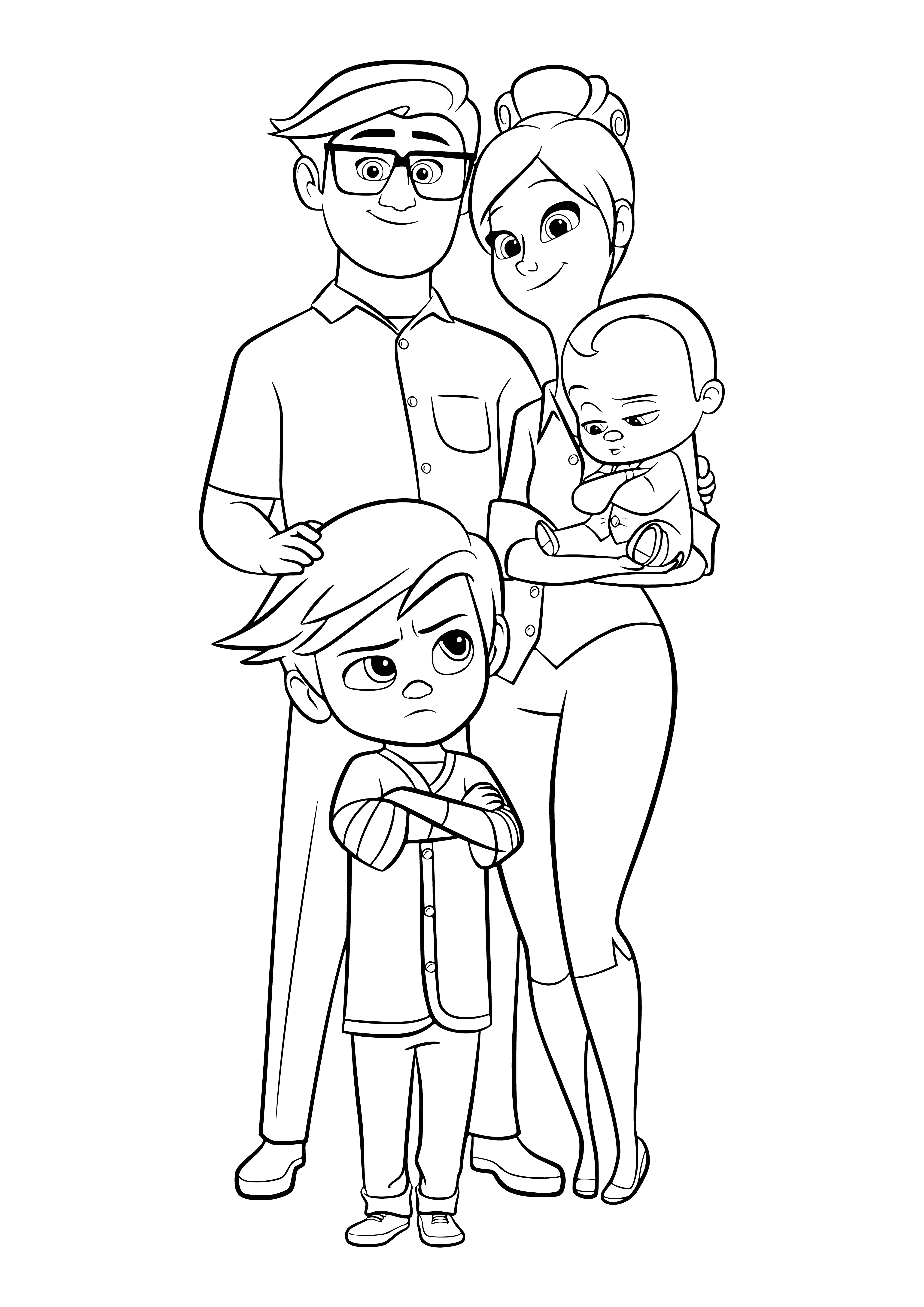 coloring page: The Templeton family loves spending time together, full of laughter and fun. #HappyFamily