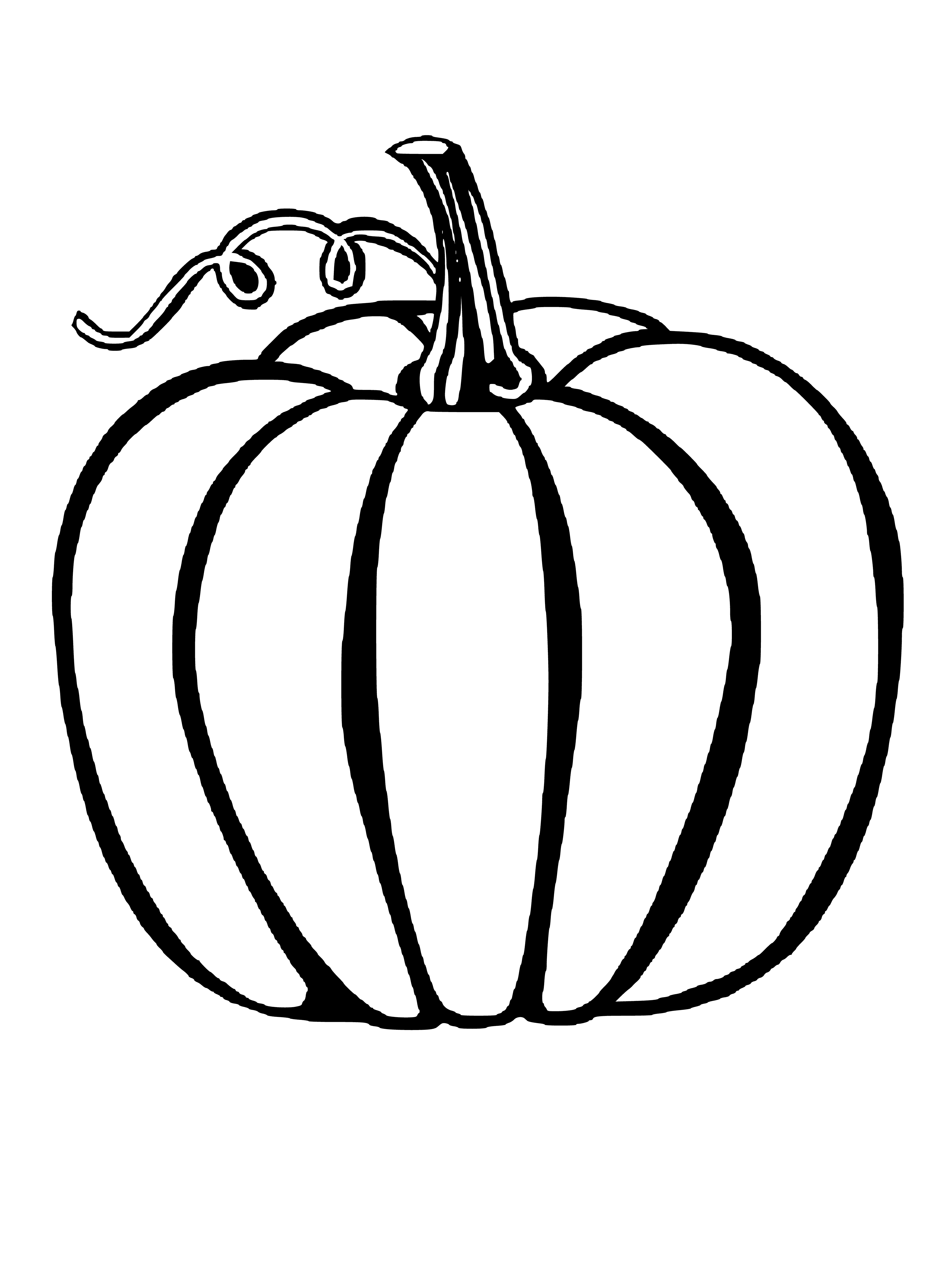 coloring page: Pumpkin lying on side with green stem; no other objects; ready to color! #pumpkin #halloween