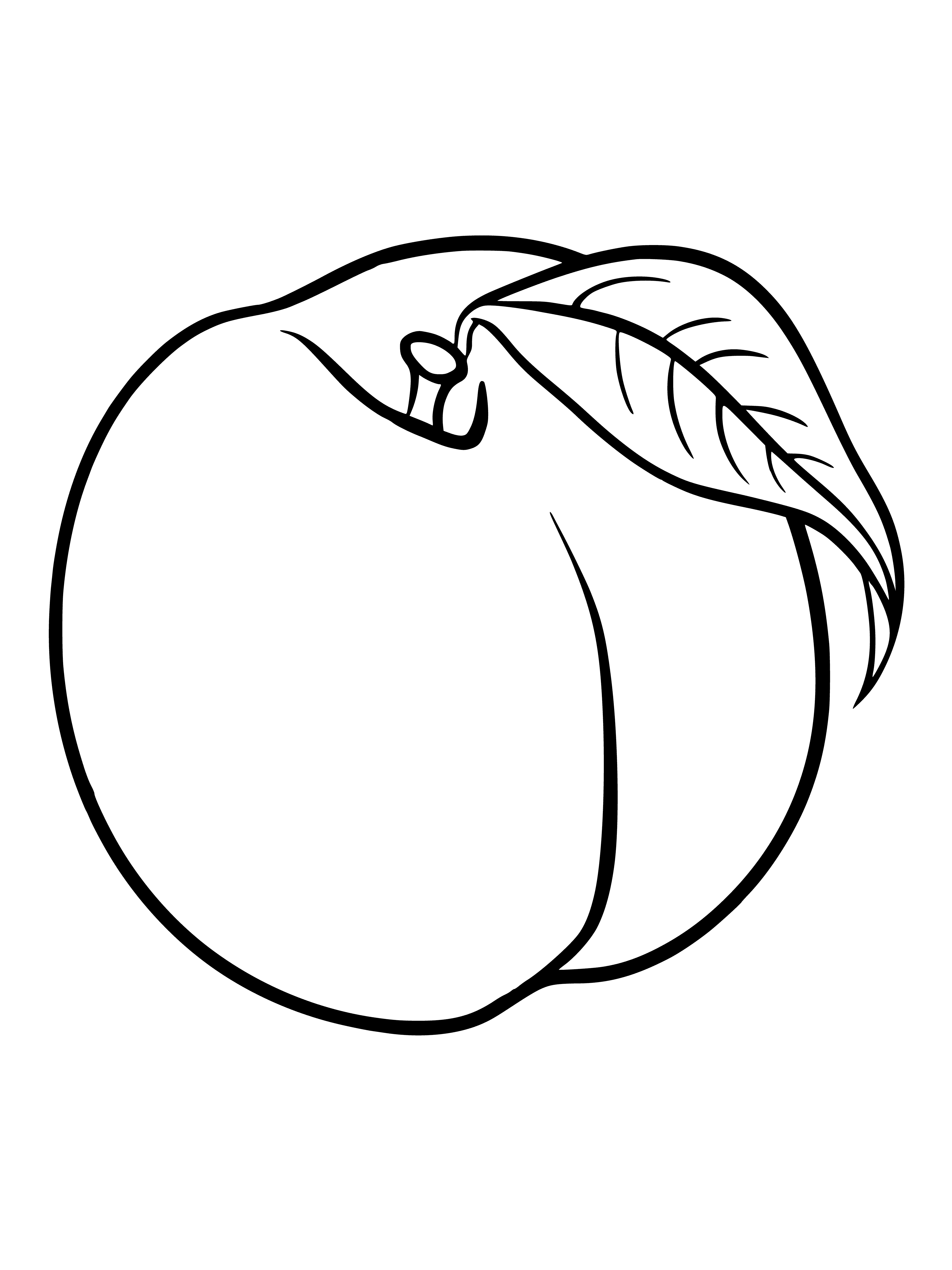 coloring page: A round fruit with fuzzy skin that can be yellow or pink; sweet and often eaten as a snack. #Peaches