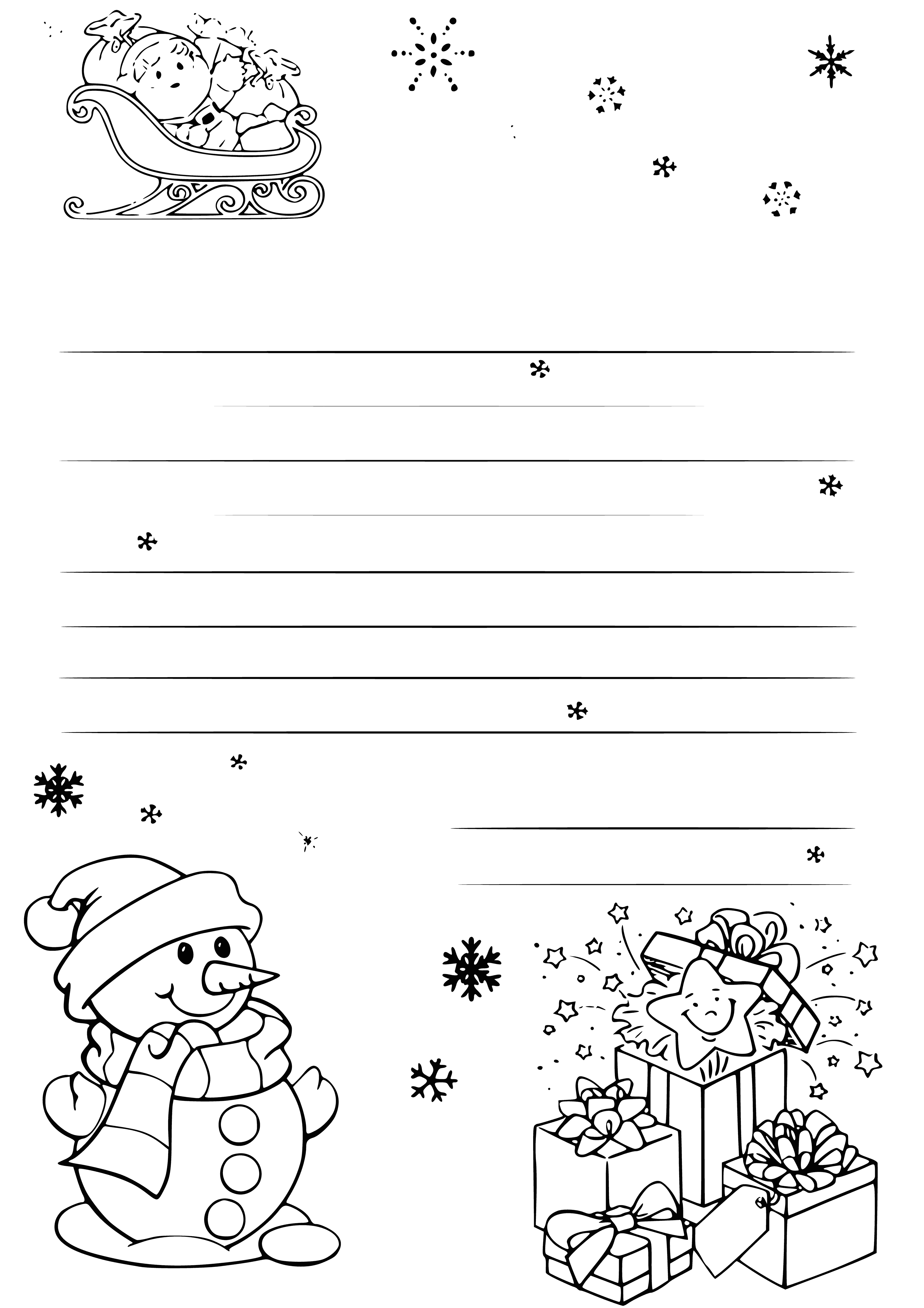 coloring page: on it.

Child writes letter to Santa, drawing Christmas tree and wishing him "lovely Christmas". #ChristmasSpirit