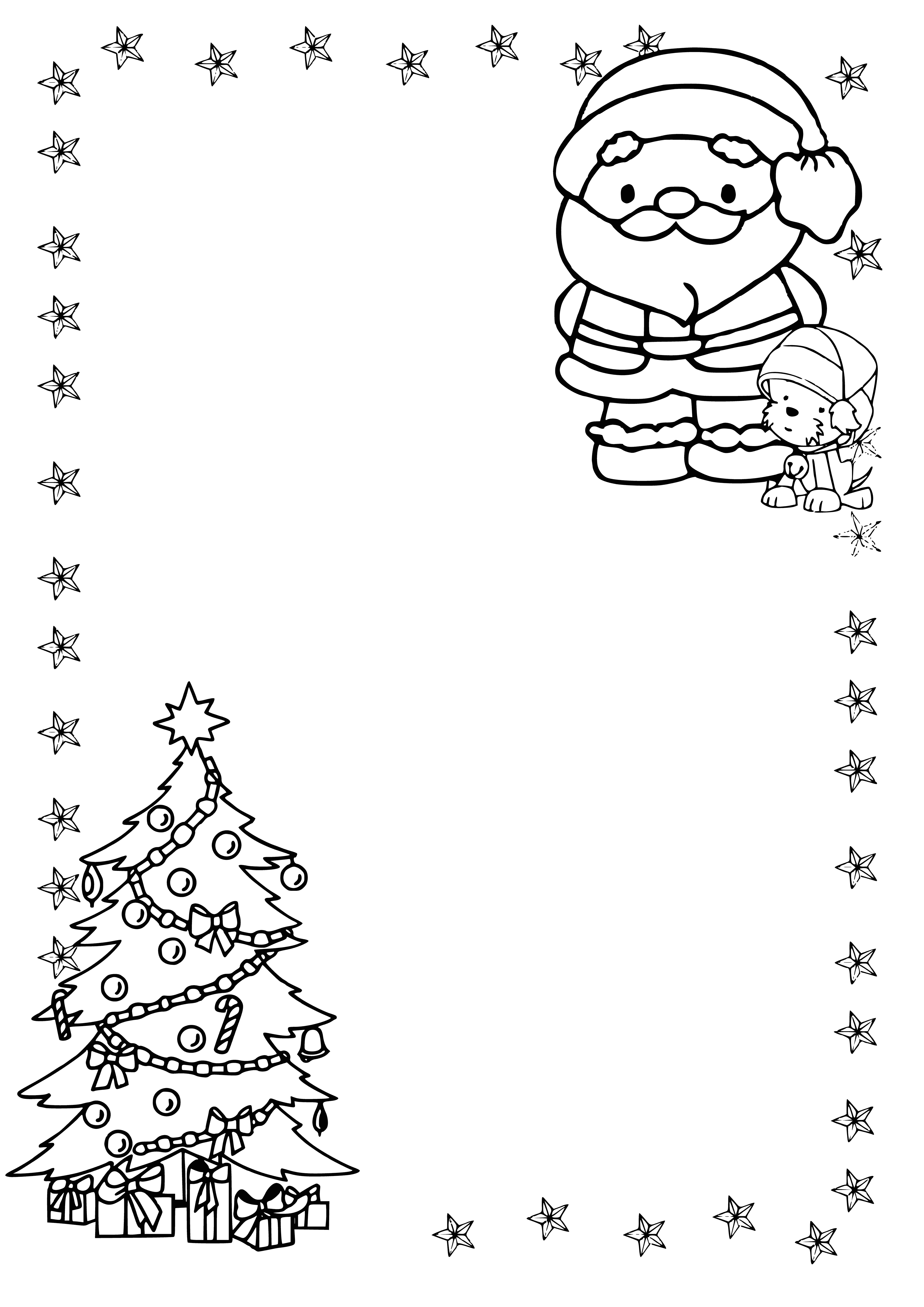 coloring page: Girl writing letter to Santa asking for a doll. "Dear Santa, I've been good. Please give me a doll for Christmas. Love, Lily."