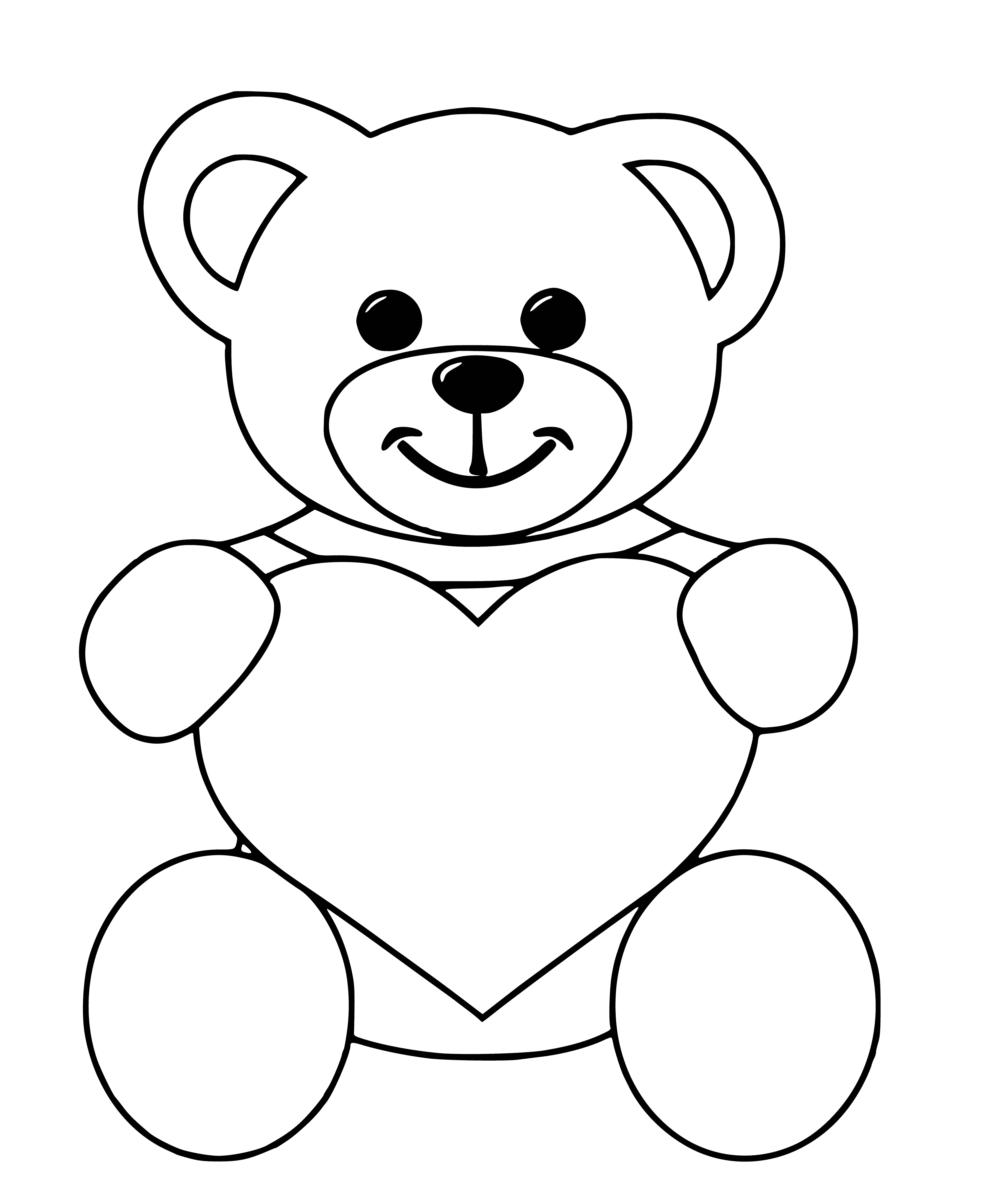 Teddybeer met valentijn kleurplaat