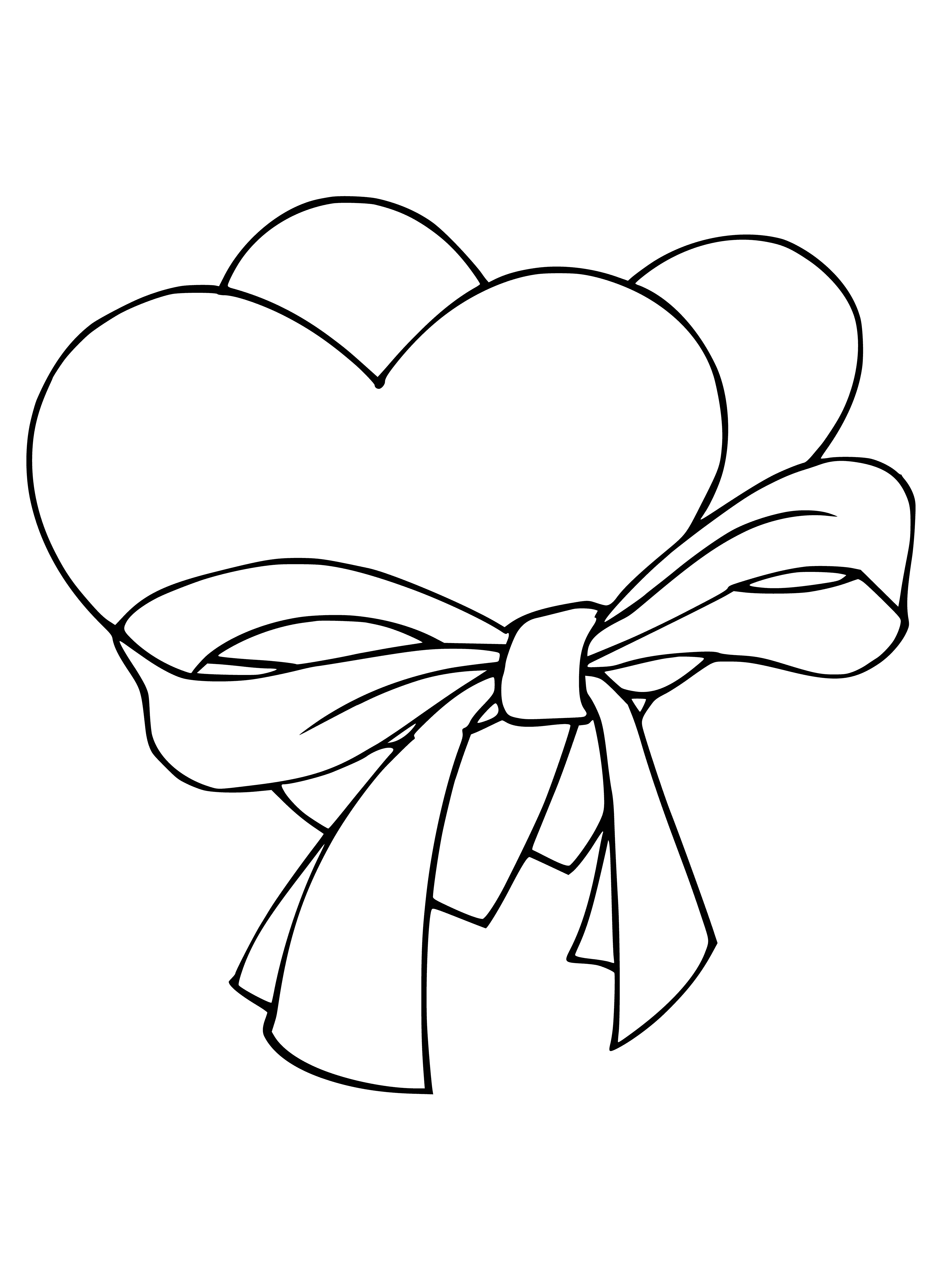 coloring page: Two hearts, slightly different sizes, pierced by an arrow, show the beauty and tragedy of love on Valentine's Day.