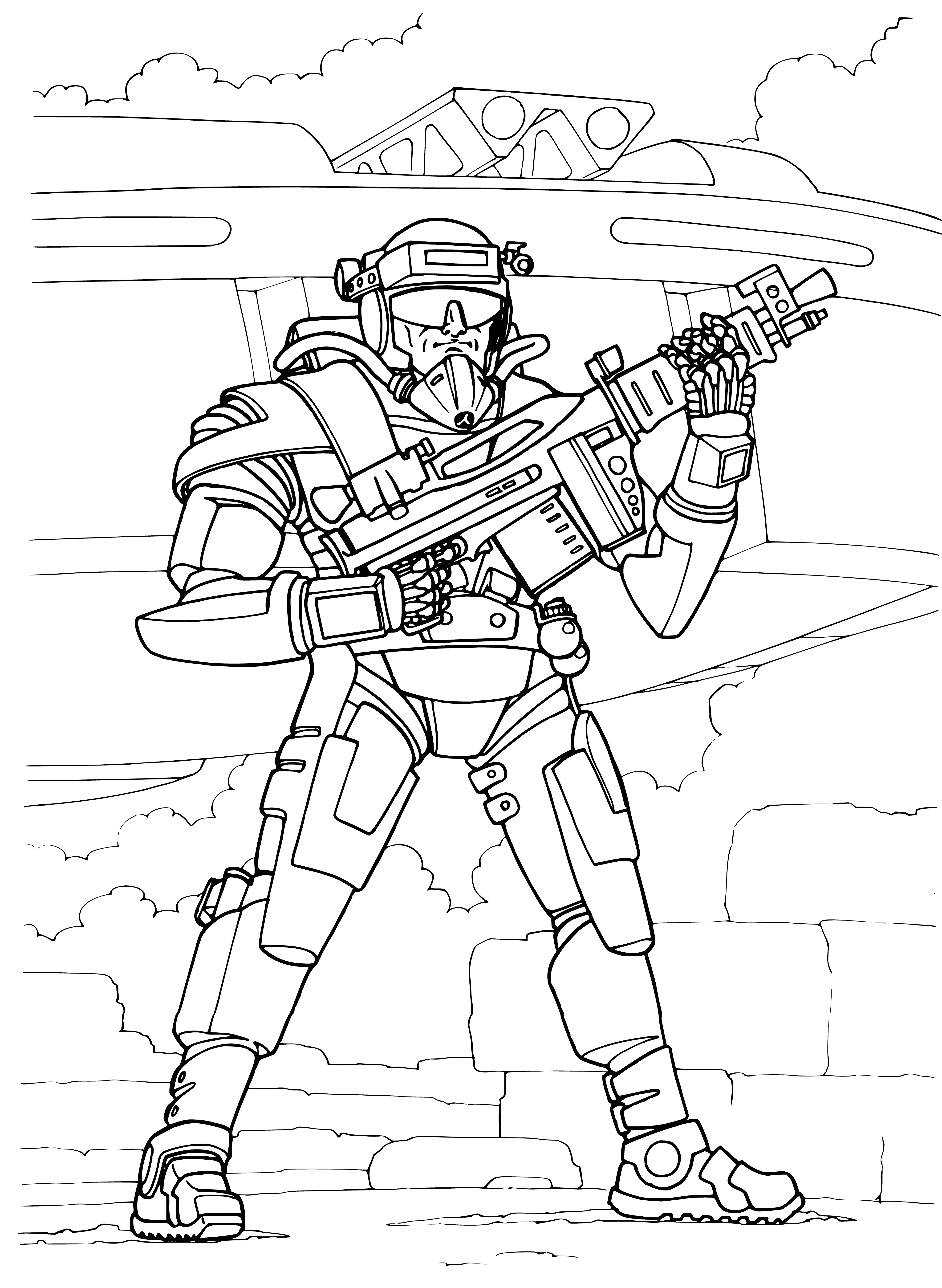 Fortune soldier of the future coloring page