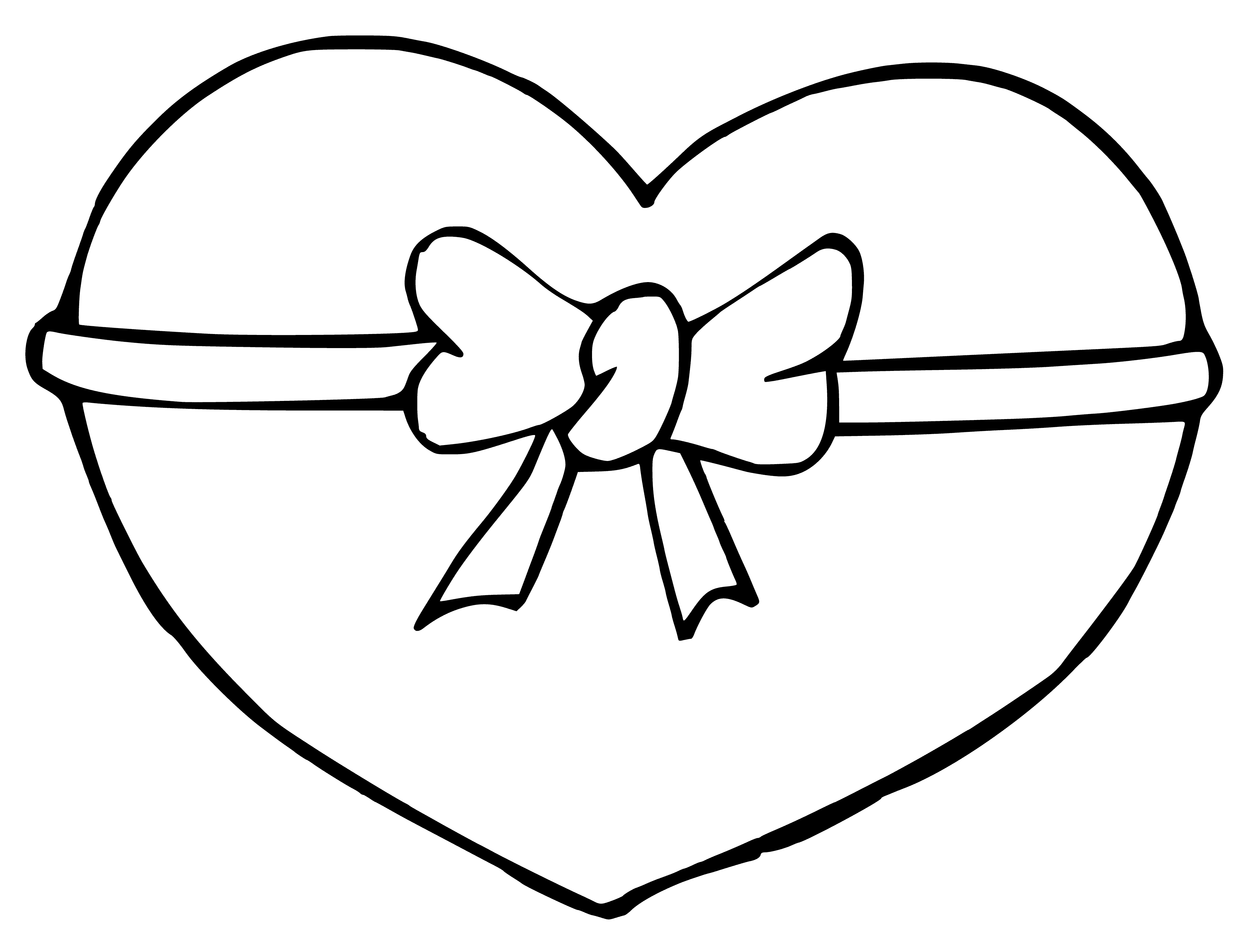 Heart with bow coloring page