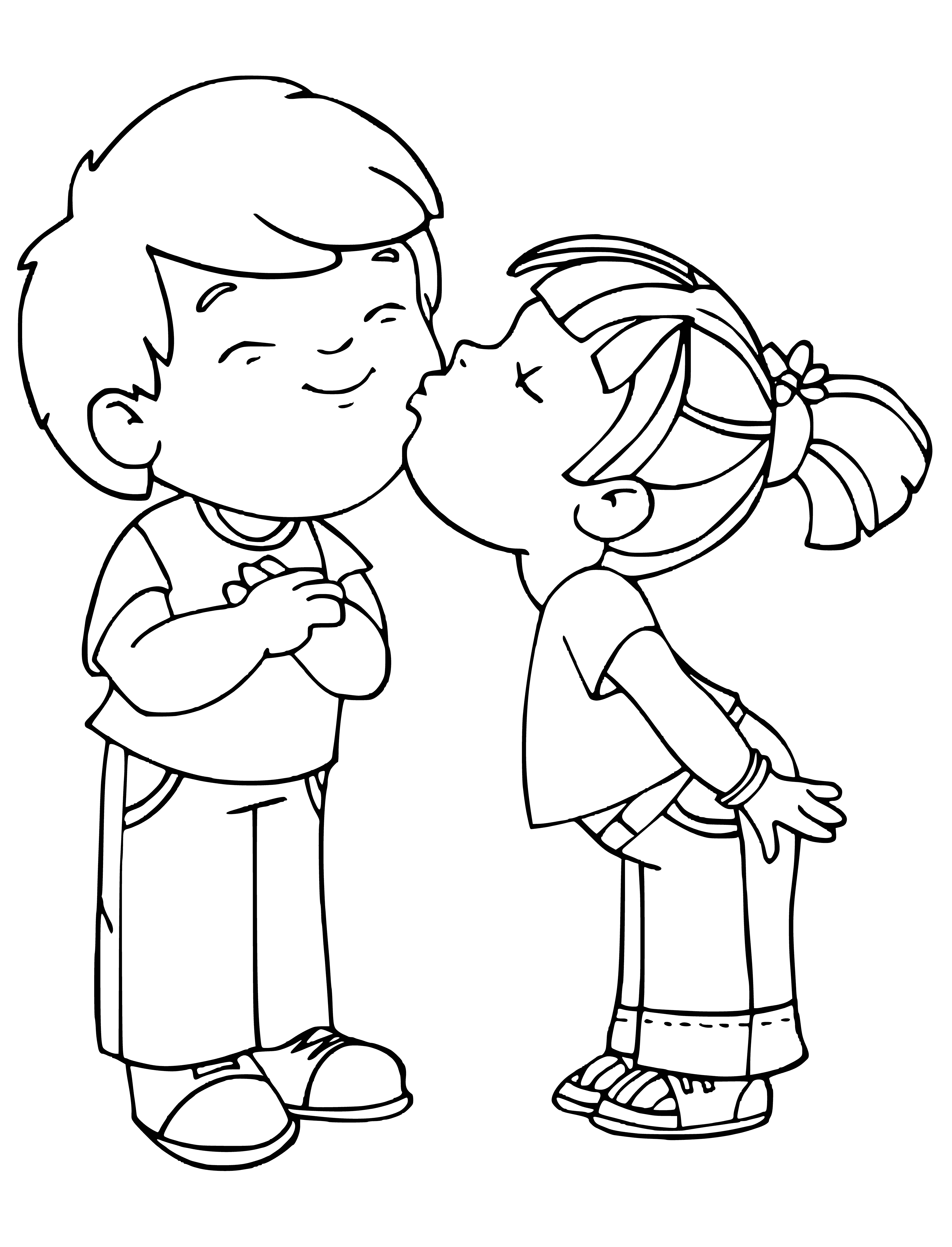 coloring page: => Two people close together, eyes closed, heads tilted - they look like they're about to kiss! #love