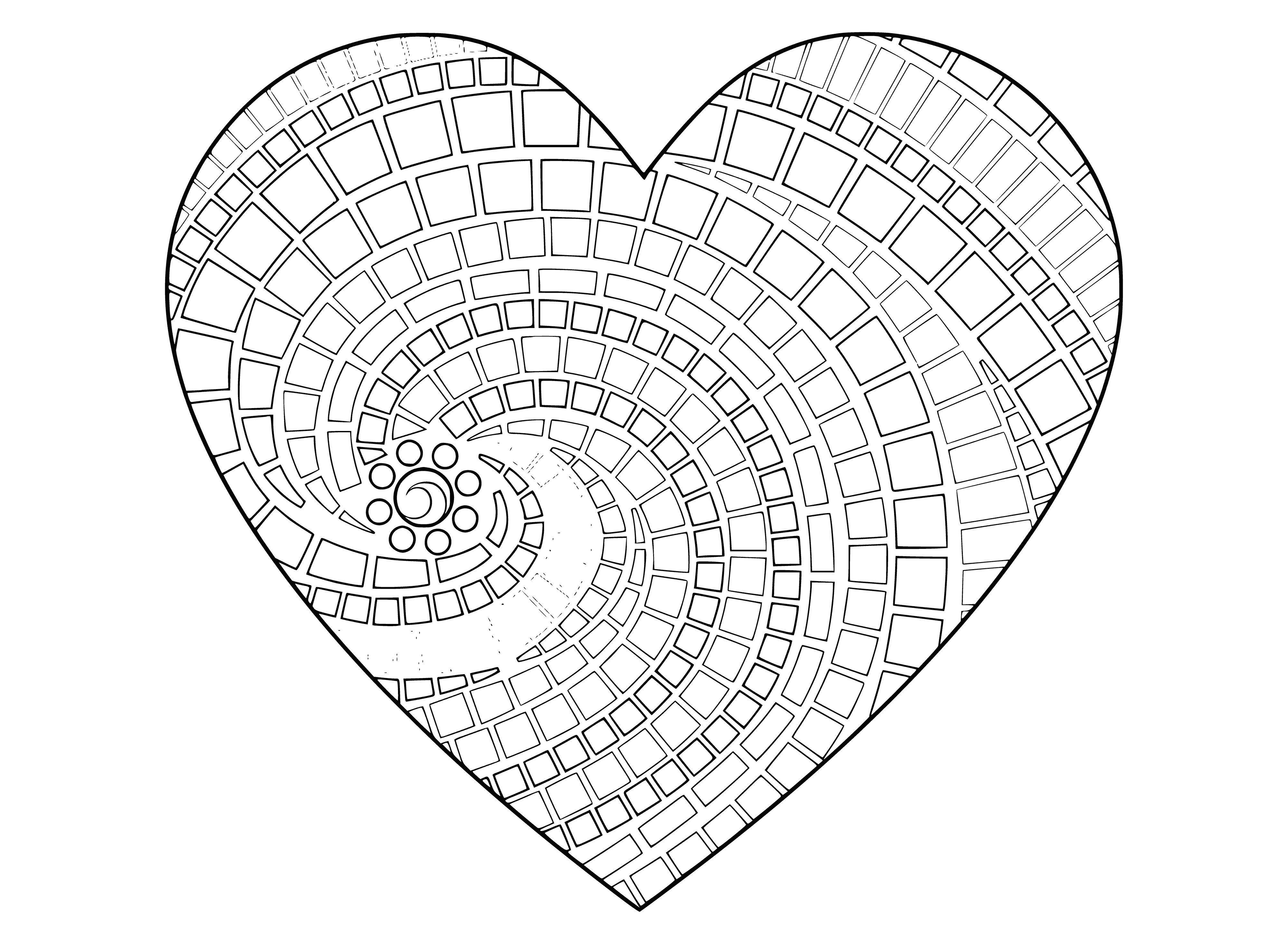 Süsleme ile kalp boyama sayfası