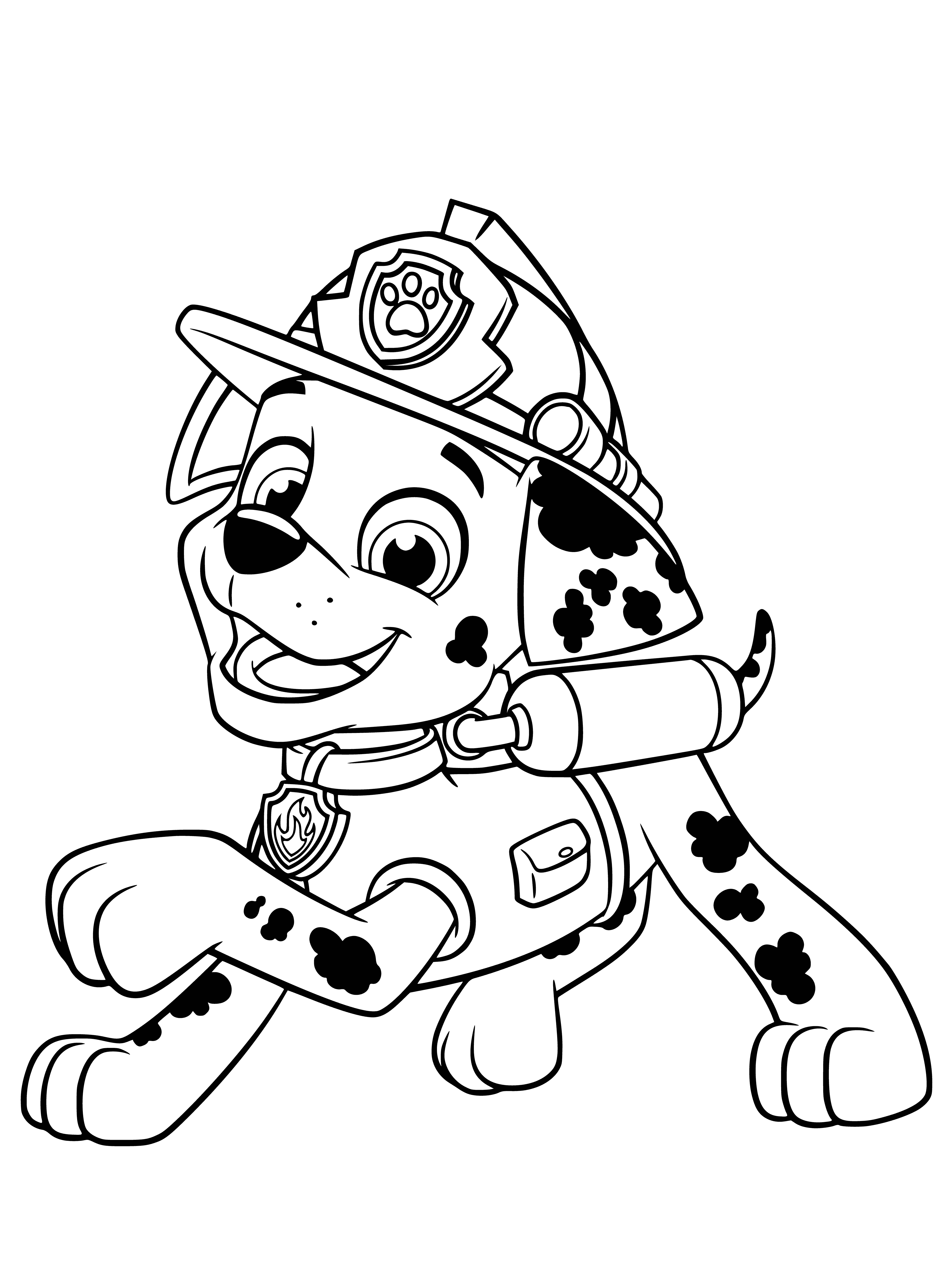 coloring page: Marshal is PAW Patrol's fire pup; voiced by Chase, he's a Dalmatian puppy.