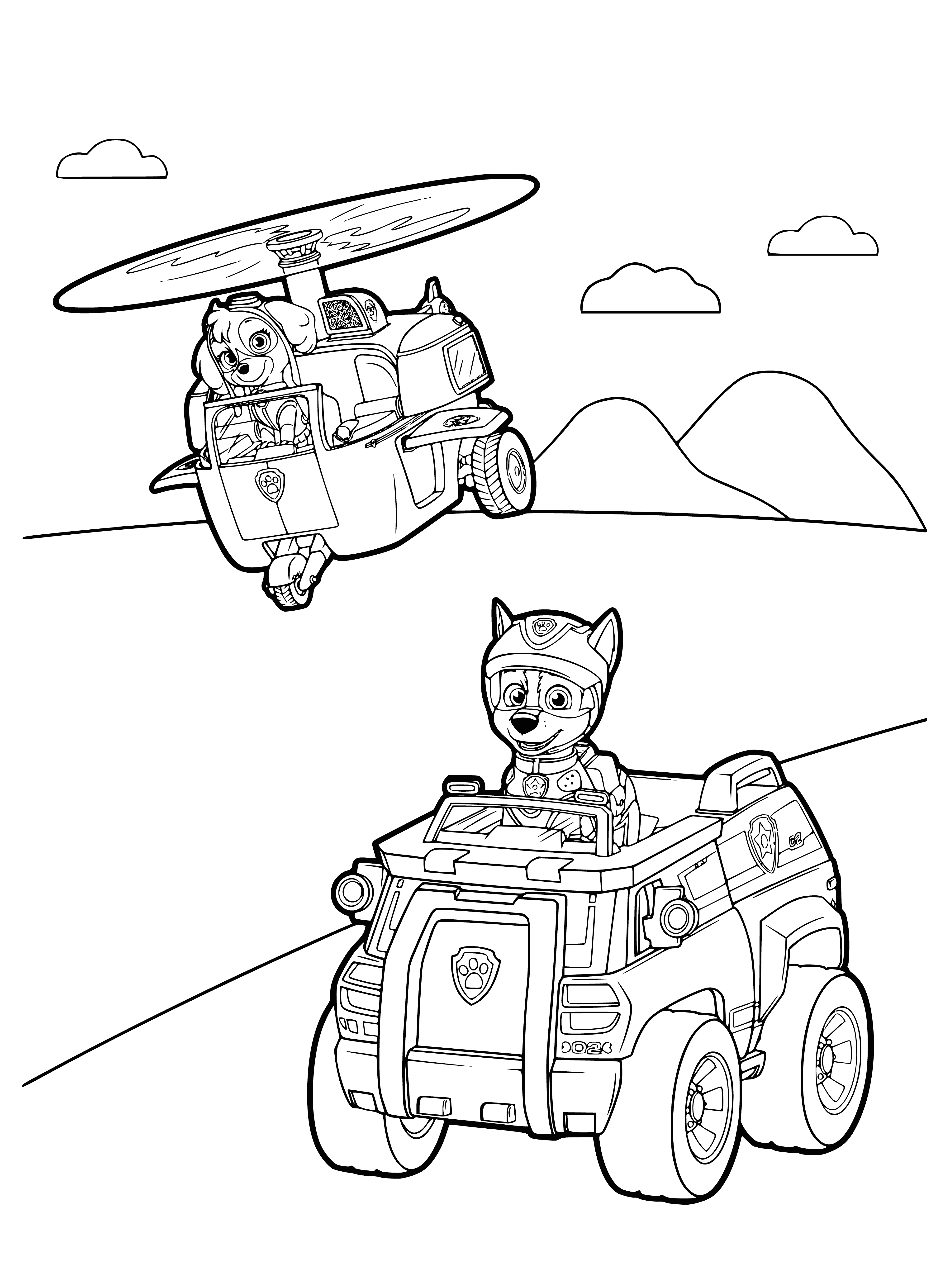 coloring page: PAW Patrol Transport is a large vehicle with a ramp, slide, and crane. It has "PAW Patrol" written on the side and windows. #pawpatrol