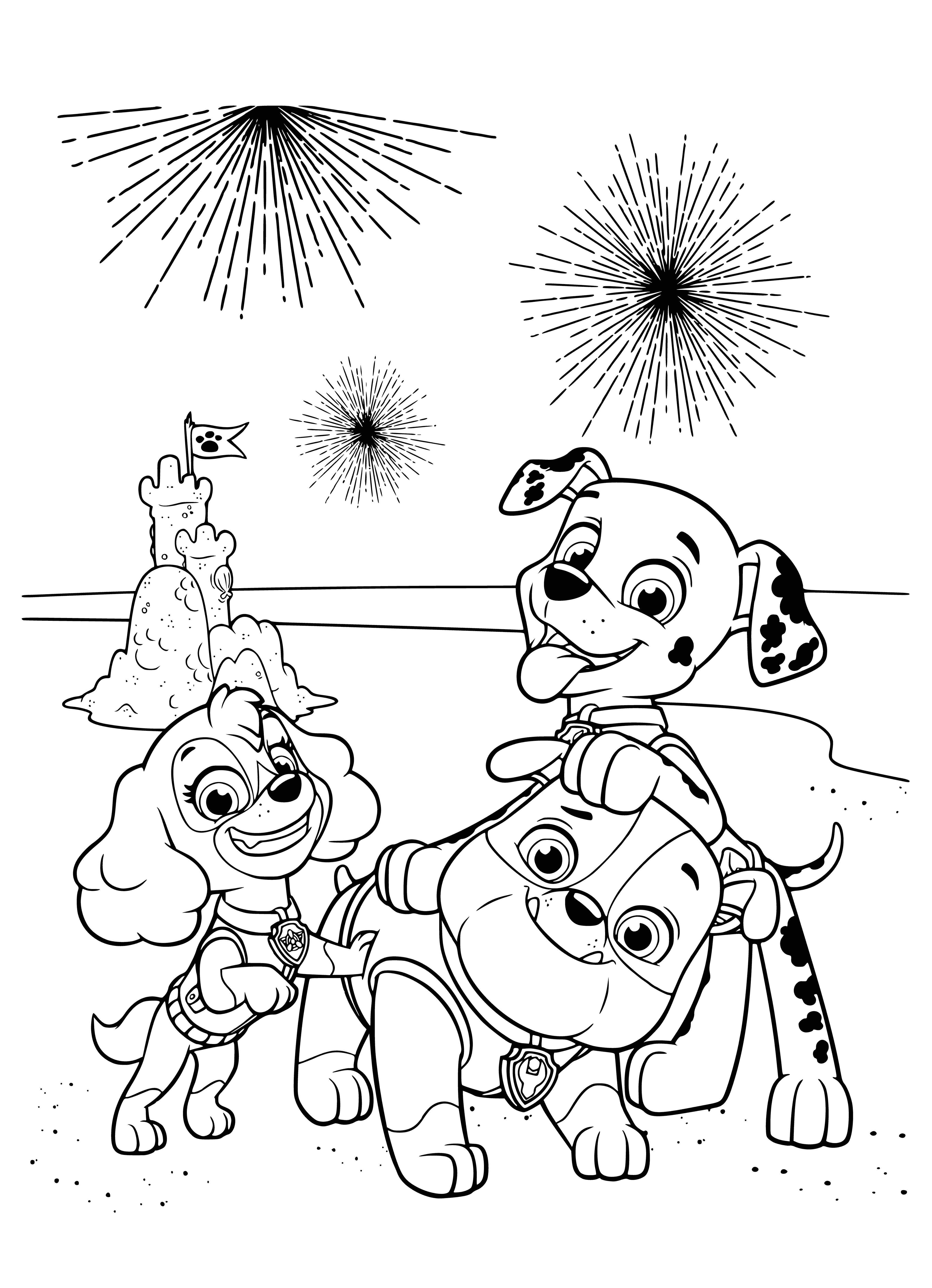 coloring page: The PAW Patrol is on a high-flying adventure! Skye, Strong and Marshal jet pack to save the day! #PawPatrol #SaveTheDay