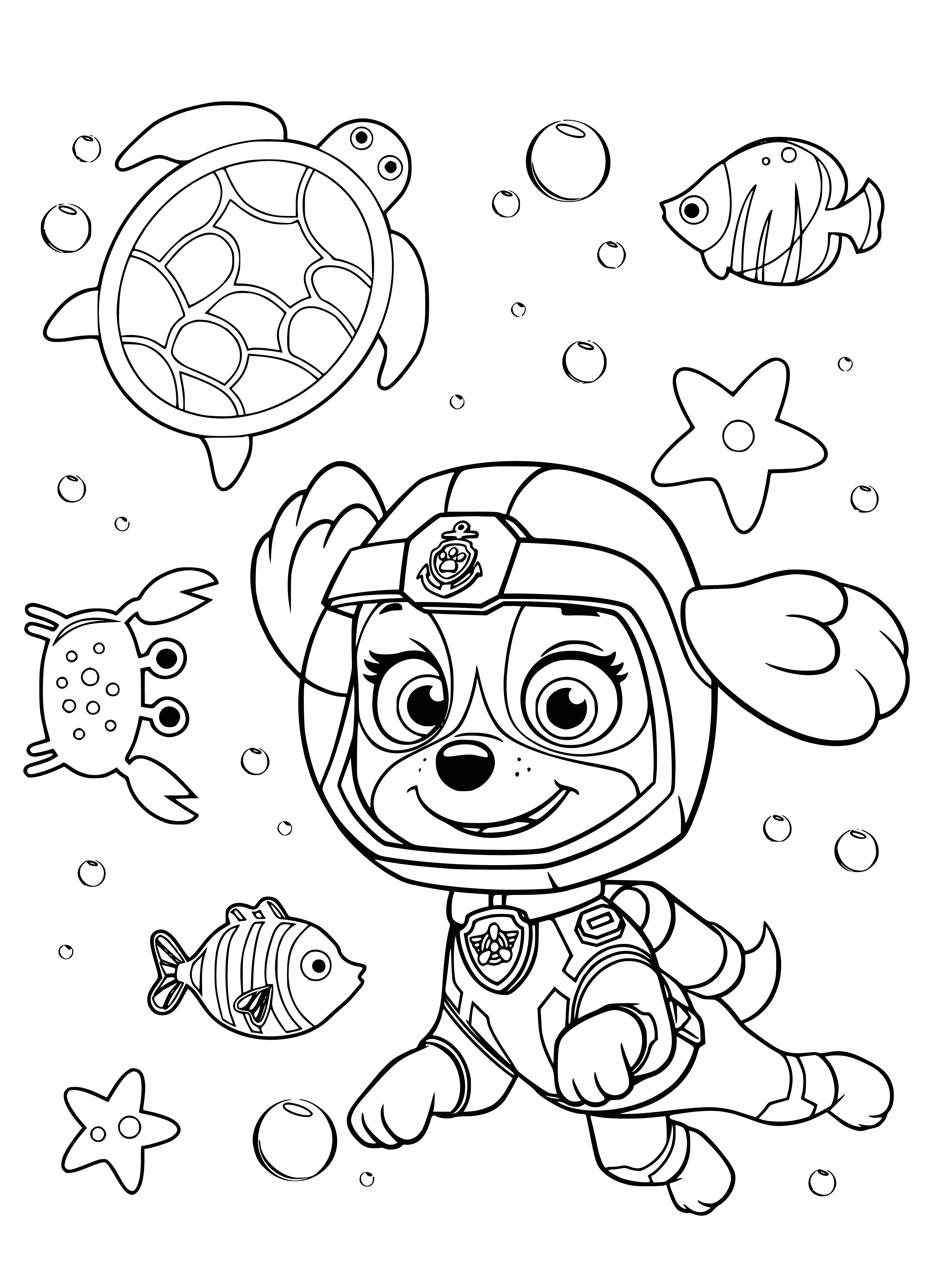 Sky in scuba diving coloring page