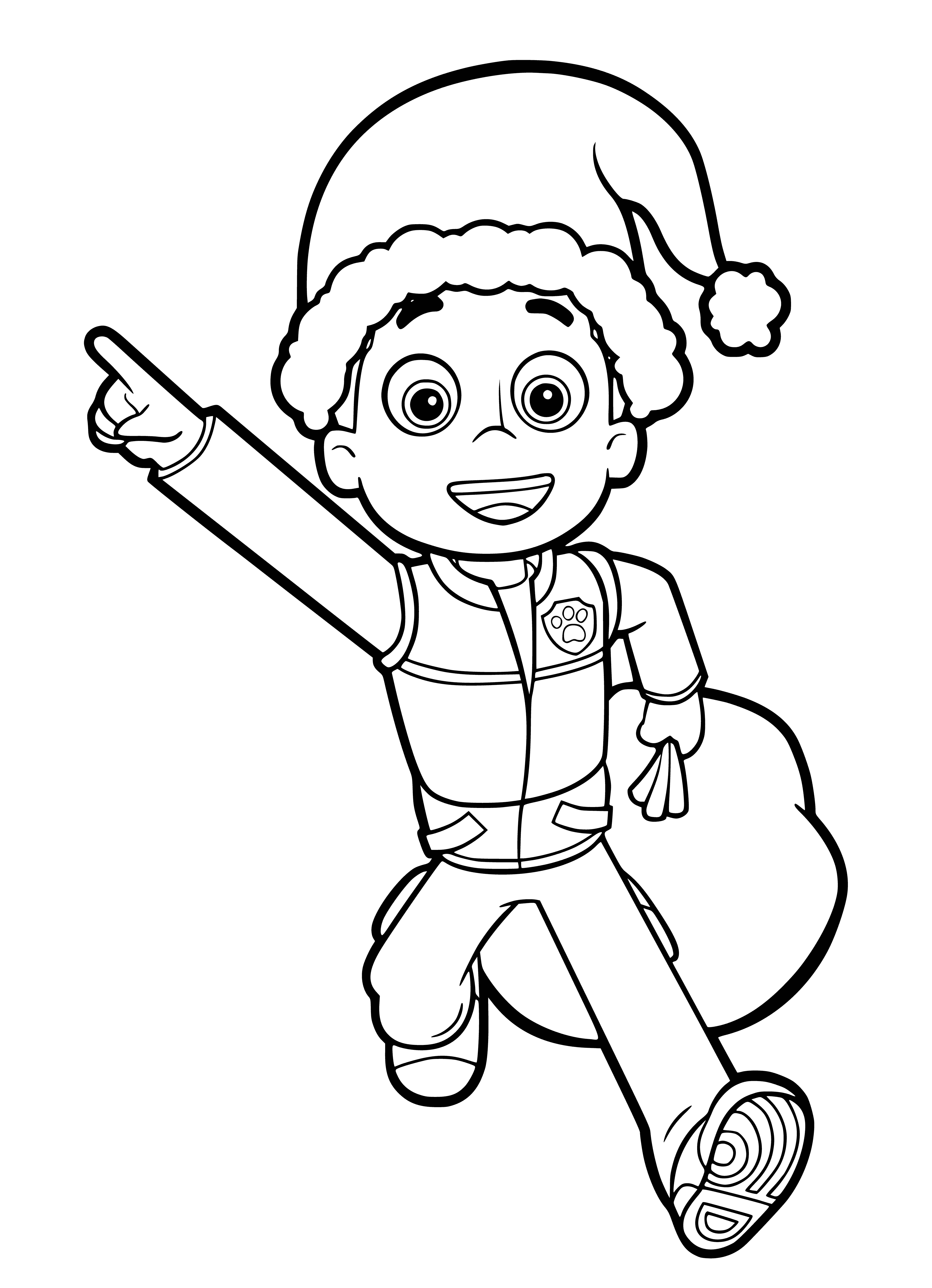 coloring page: PAW Patrol Puppy Putrul Commander is a tan puppet that fits on your hand. Black spots, brown nose, eyes, mouth, perked up ears and black tail.