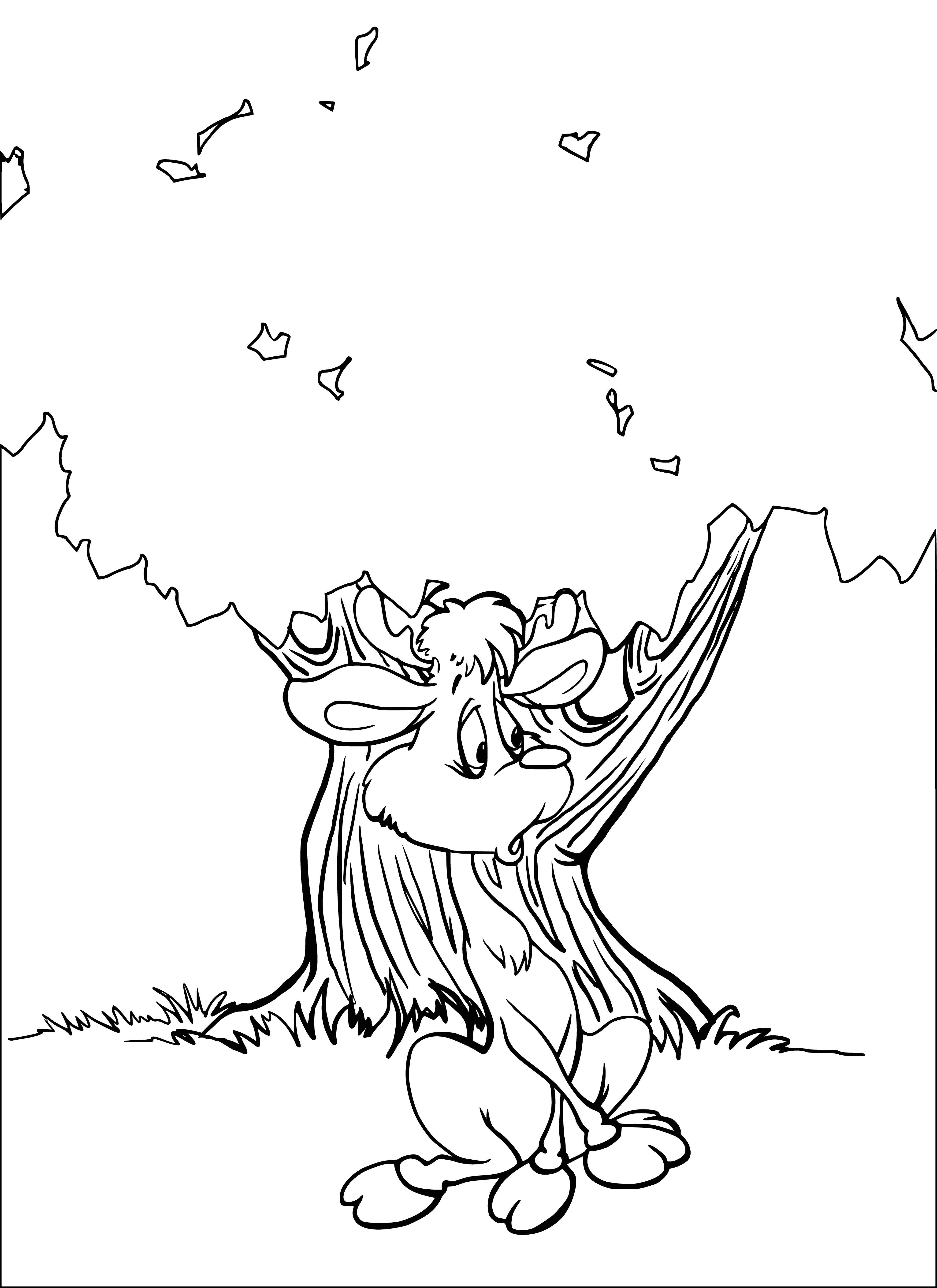coloring page: Two girls, similar age & dressed in color, holding hands & smiling in a backyard.