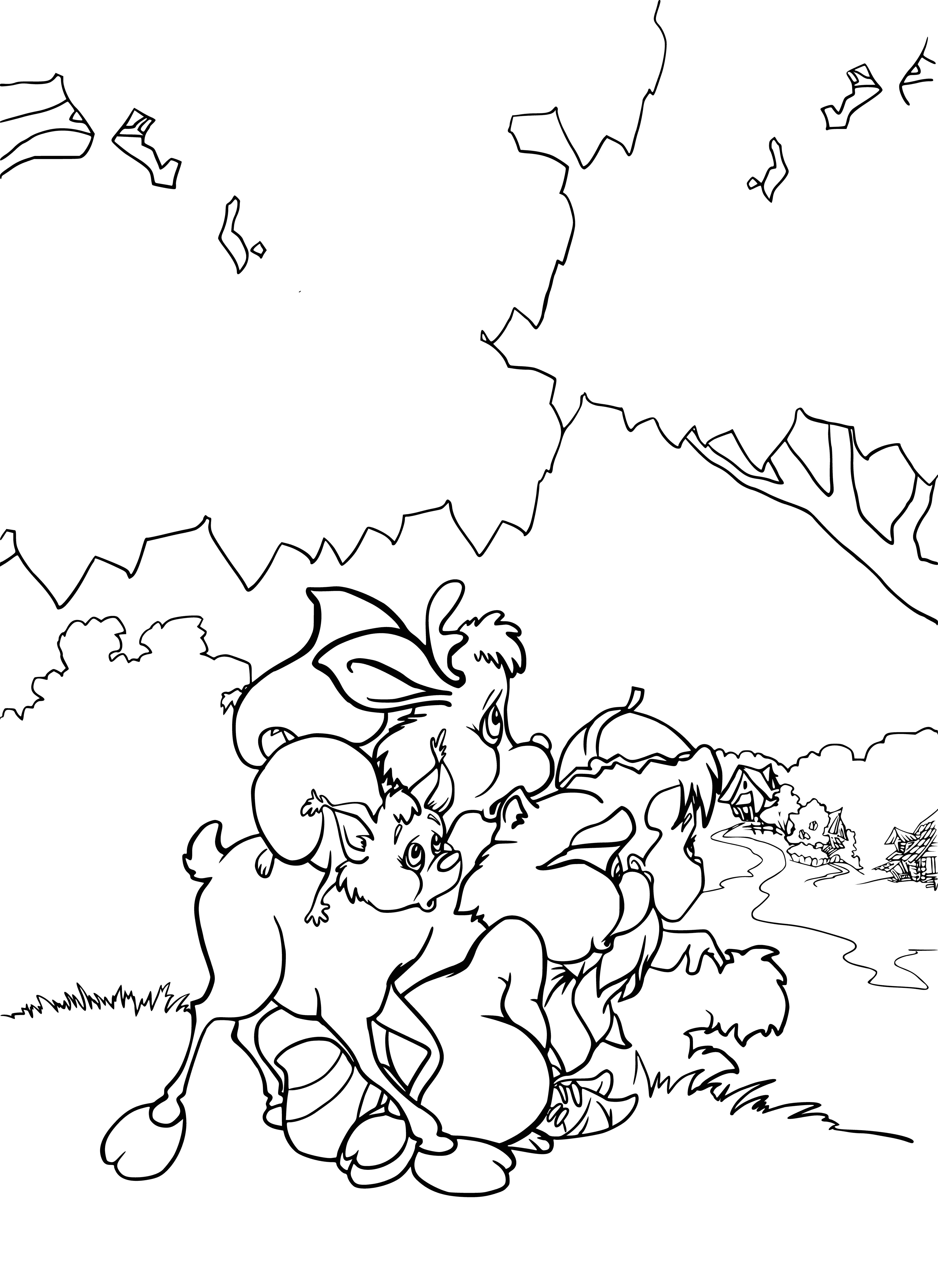 Look at the village coloring page