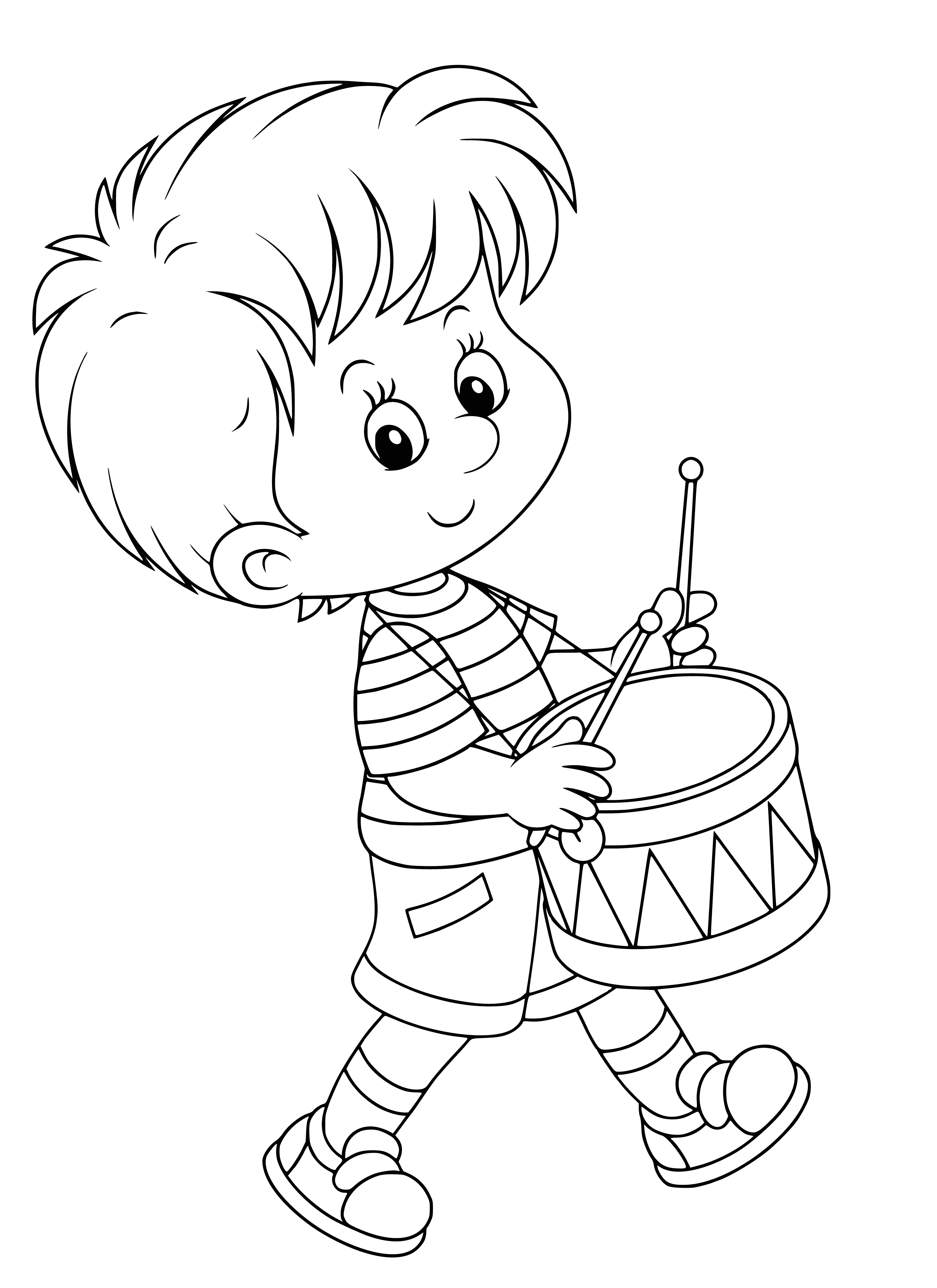 coloring page: Boy playing piano in music lesson w/teacher correcting posture. Other students watching and listening. #music #education