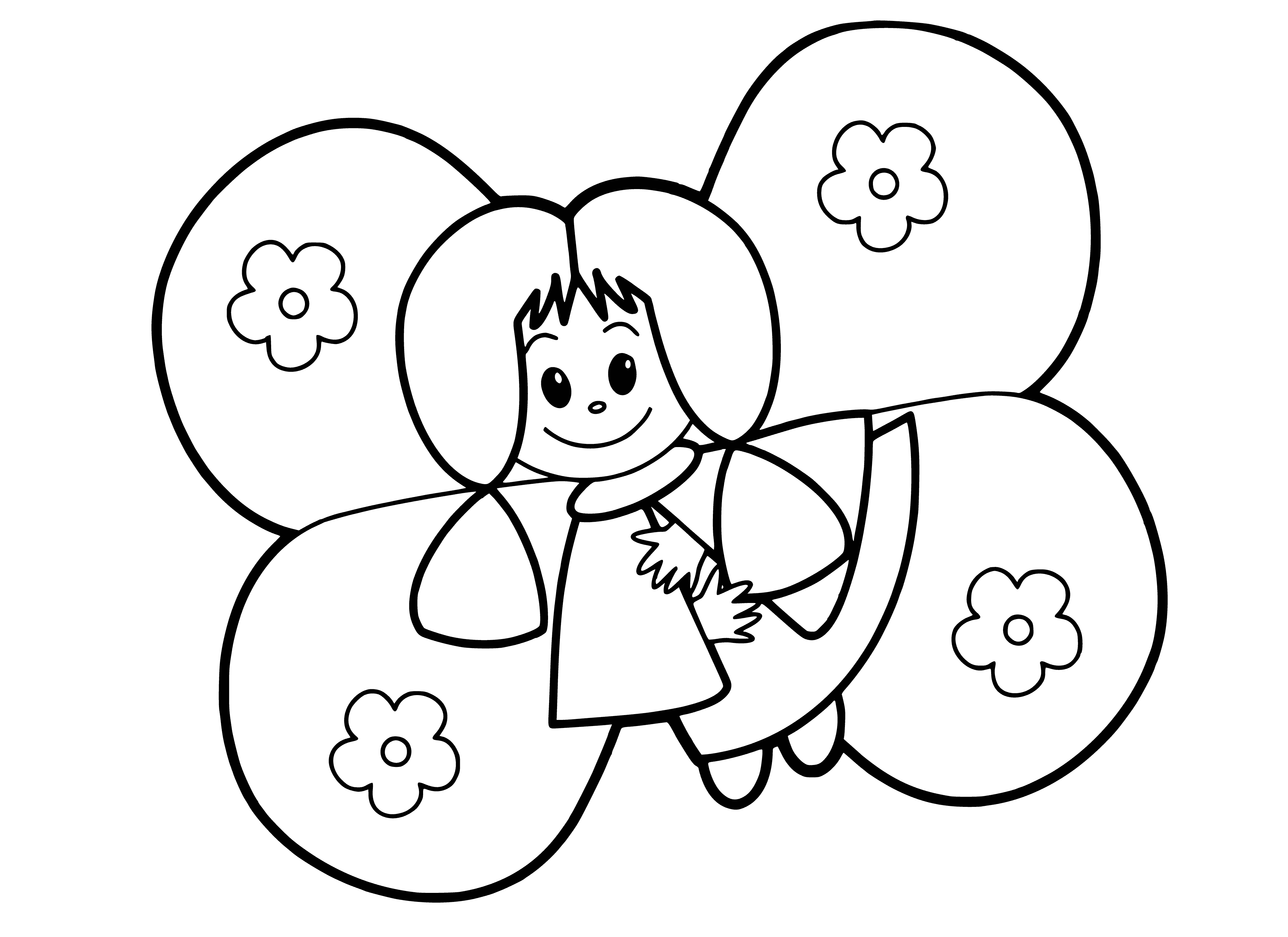 coloring page: Butterfly flies in the sky near red, yellow and purple flowers; it's blue and yellow with two wings.