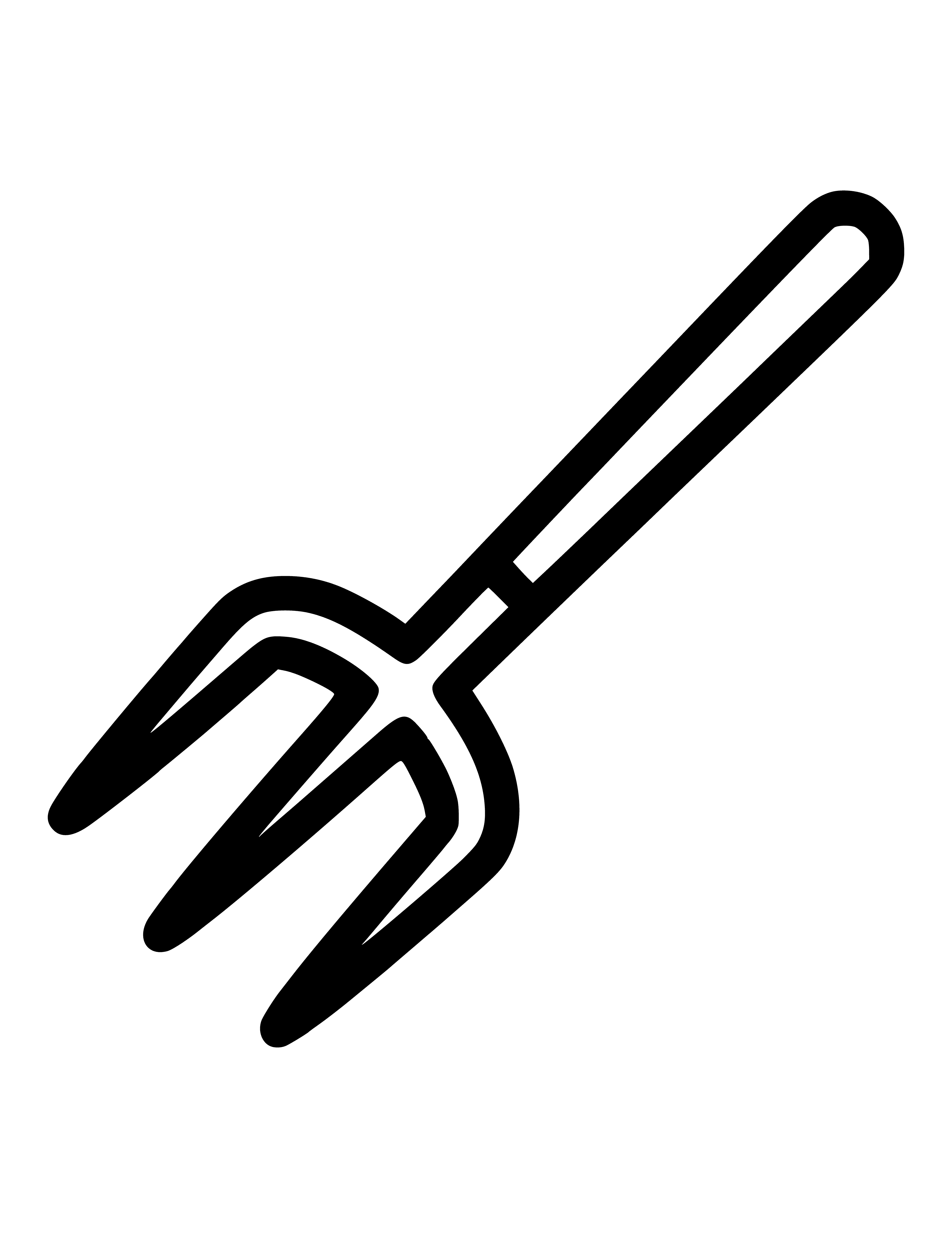 coloring page: Coloring page features a silver-colored pitchfork with three tines spread out and curved, a long thin handle with a slightly flared end.