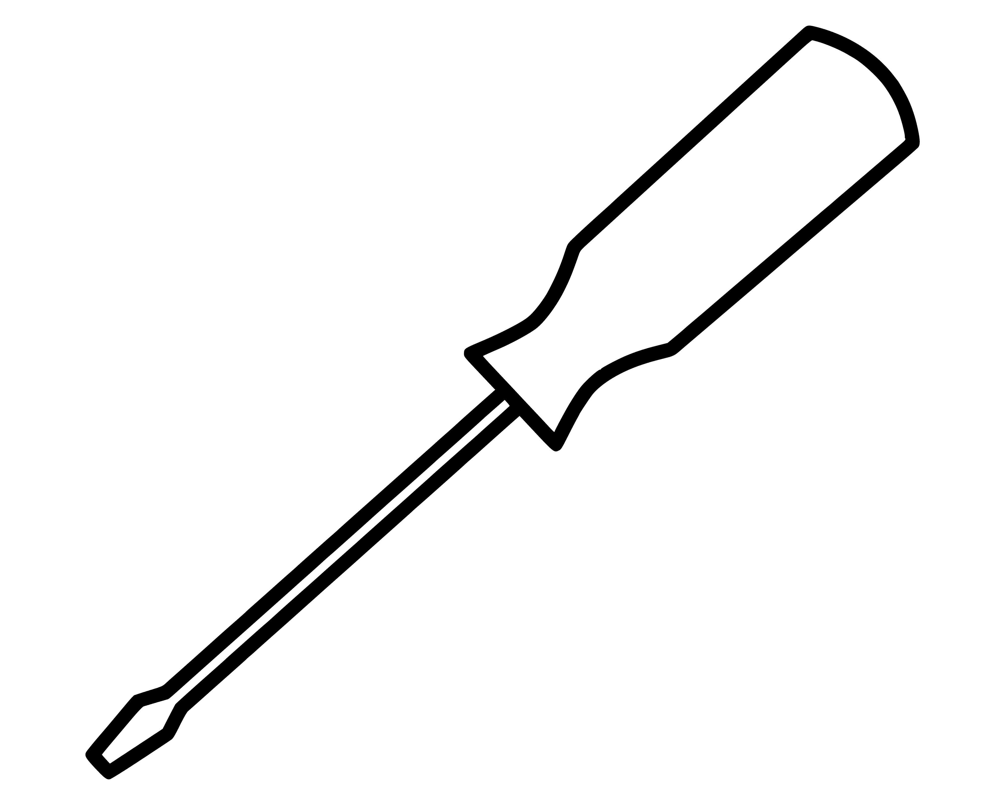coloring page: Long metal rod has black grip handle & spiral end inserts into hole in handle side.