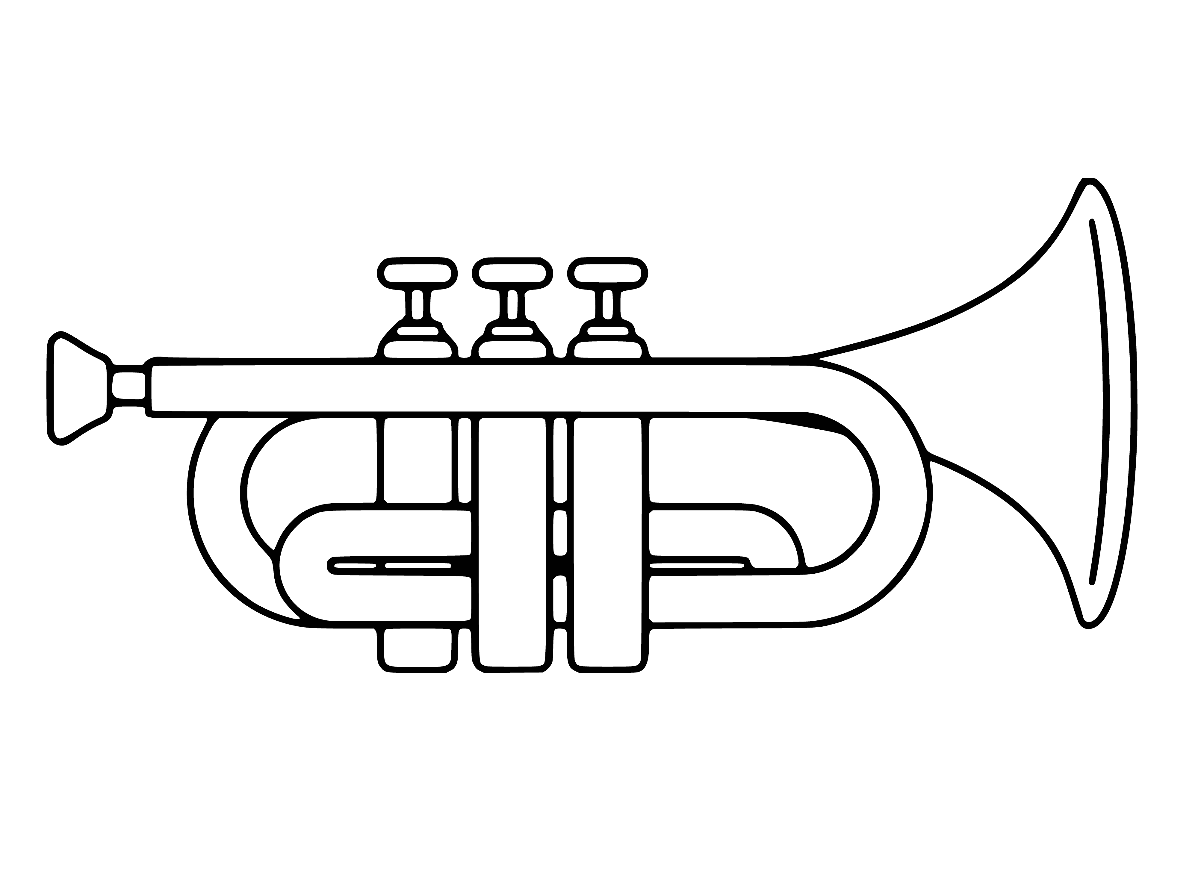 coloring page: Wind instrument made of tube with a hole and small opening; blowing into it makes a sound.