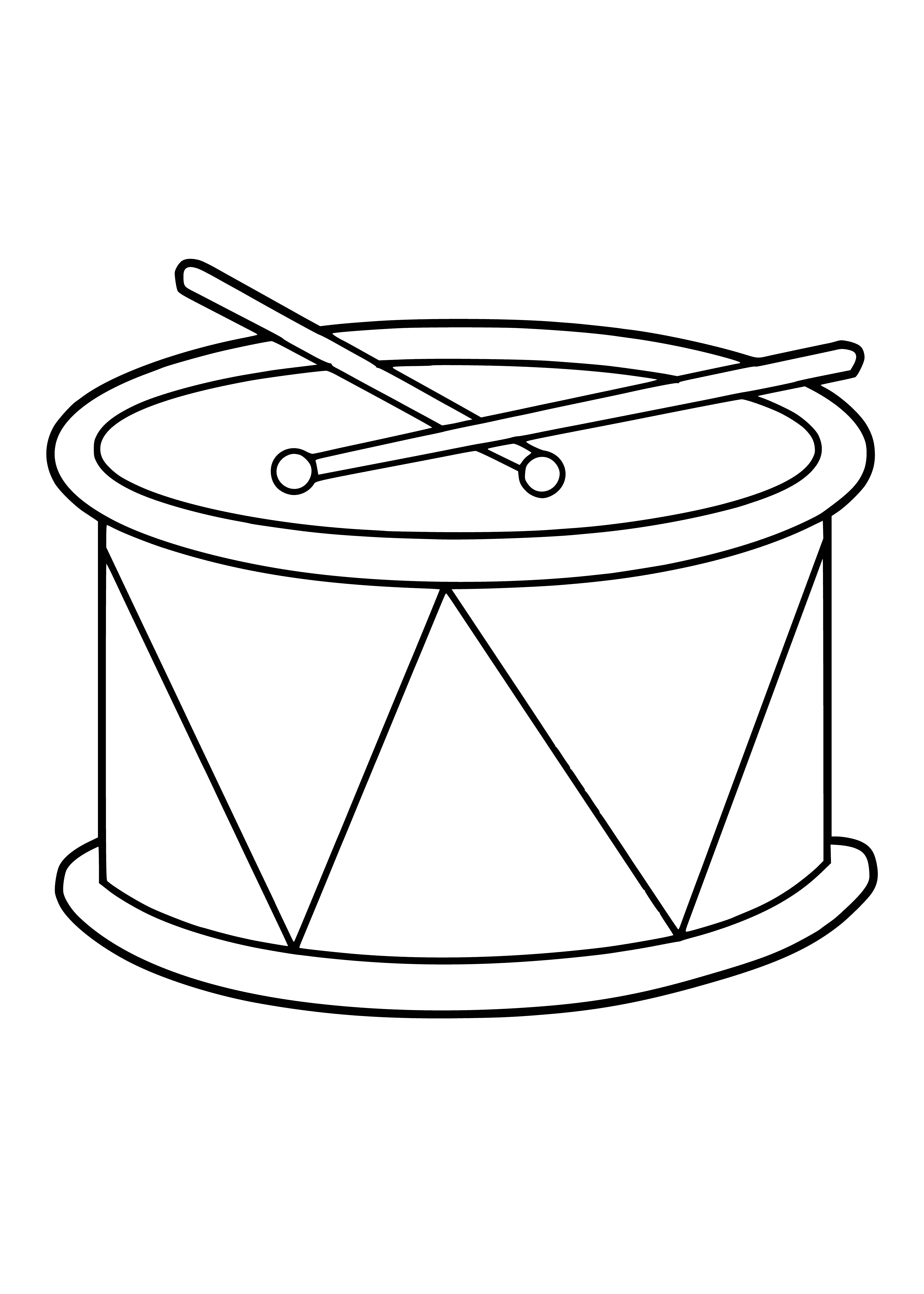 coloring page: Playing the drum creates a deep, reverberating sound by striking the round, cylindrical animal hide-covered instrument with hands or sticks. #drum #drumming