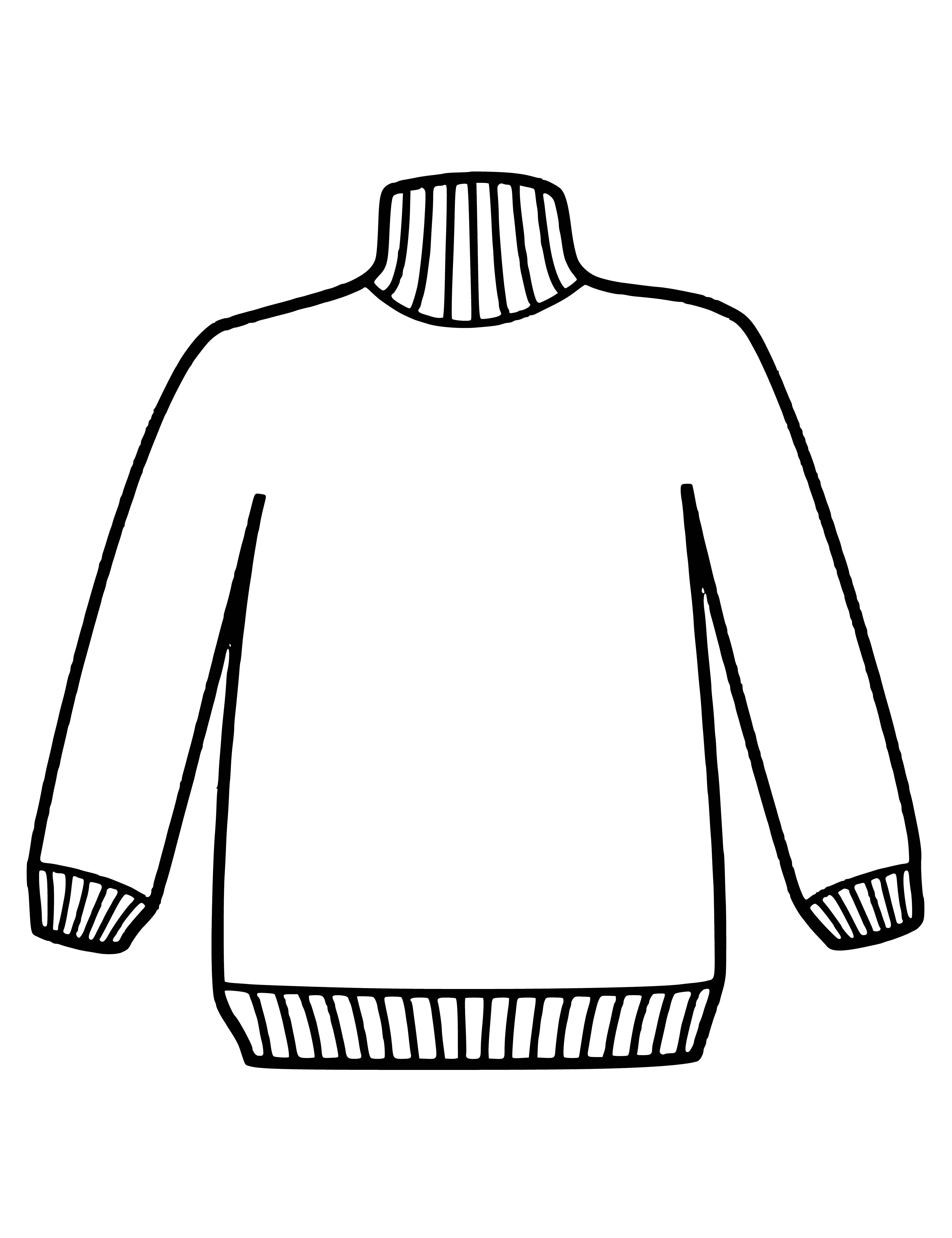 coloring page: Man coloring paged wearing a light grey V-neck sweater with dark grey stripes down chest and sleeves.