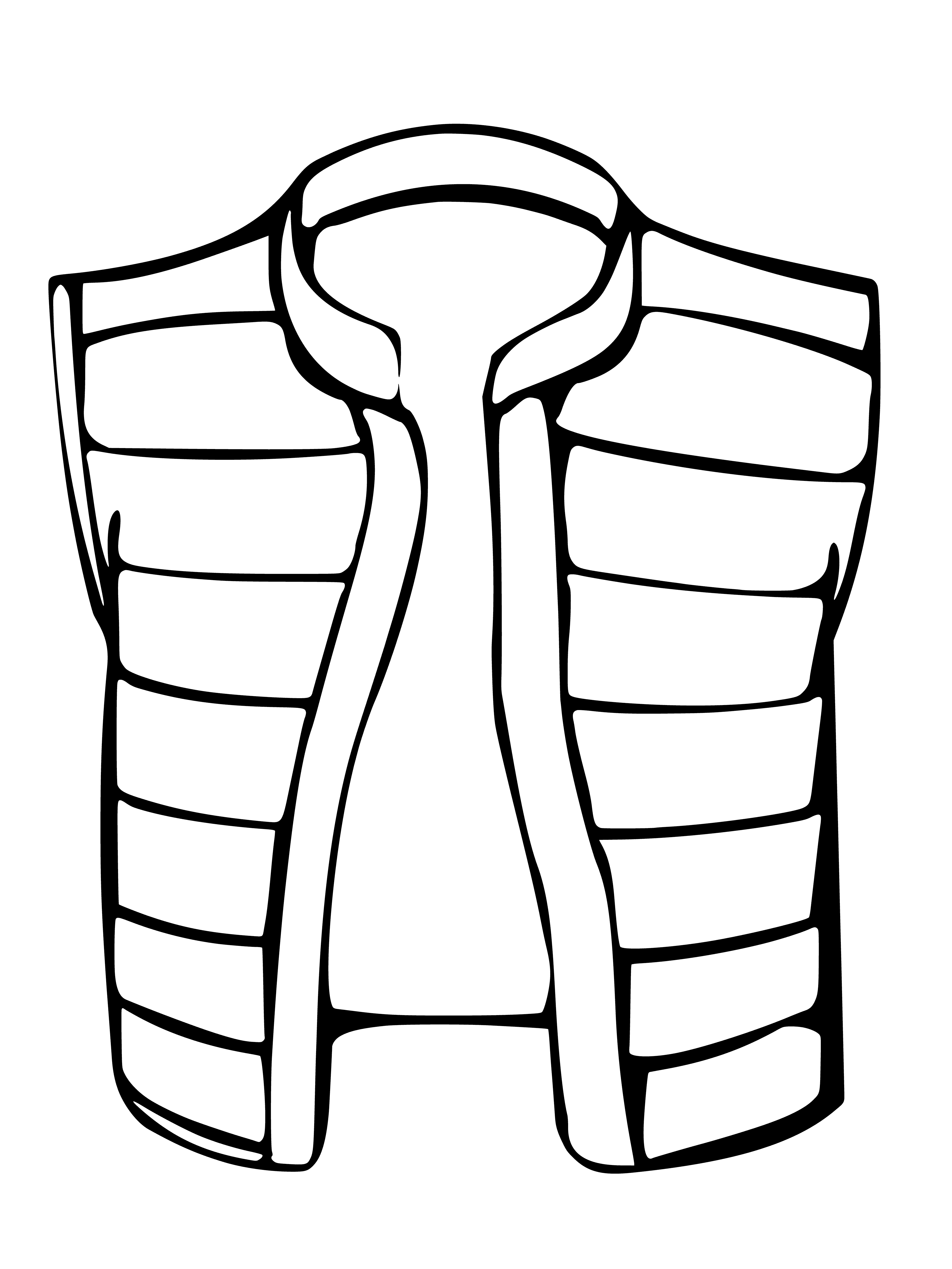 coloring page: Vests come in many styles and are worn over a blouse or shirt.