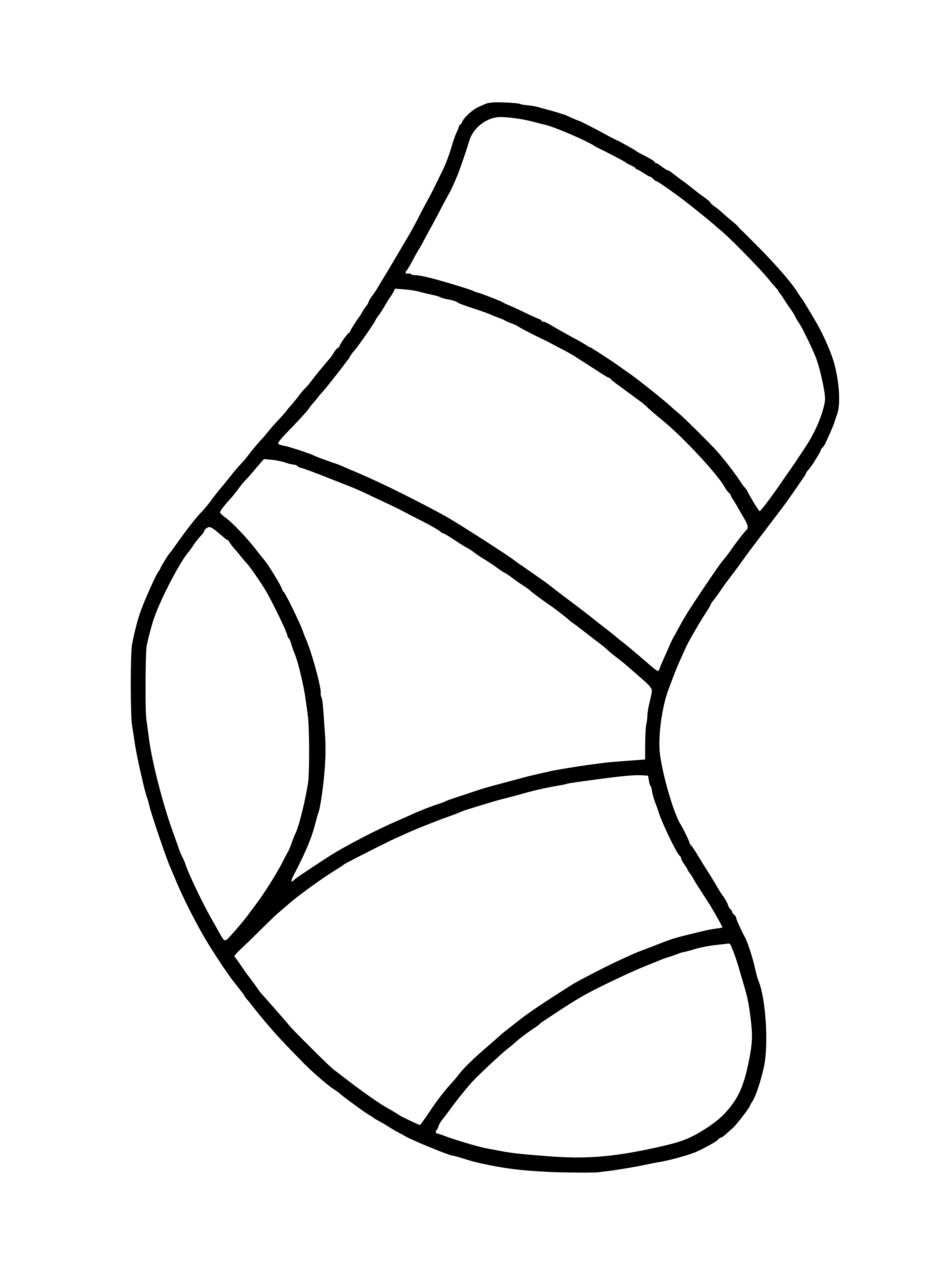 coloring page: Coloring page of a white sock with green stripe and elastic band. Soft fabric to color.