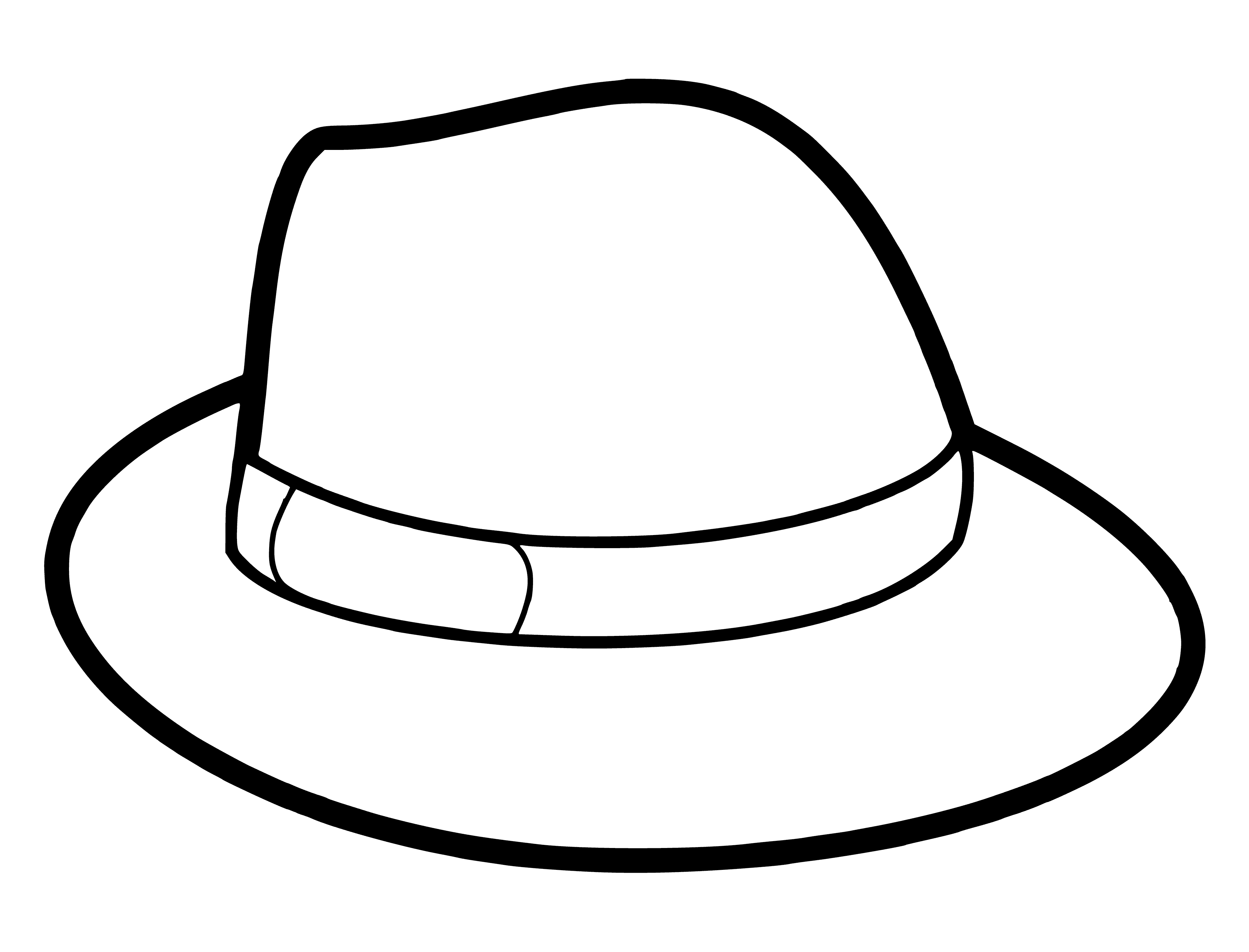 coloring page: Chic brown and cream hat with string and feather, perfect for a special occasion.