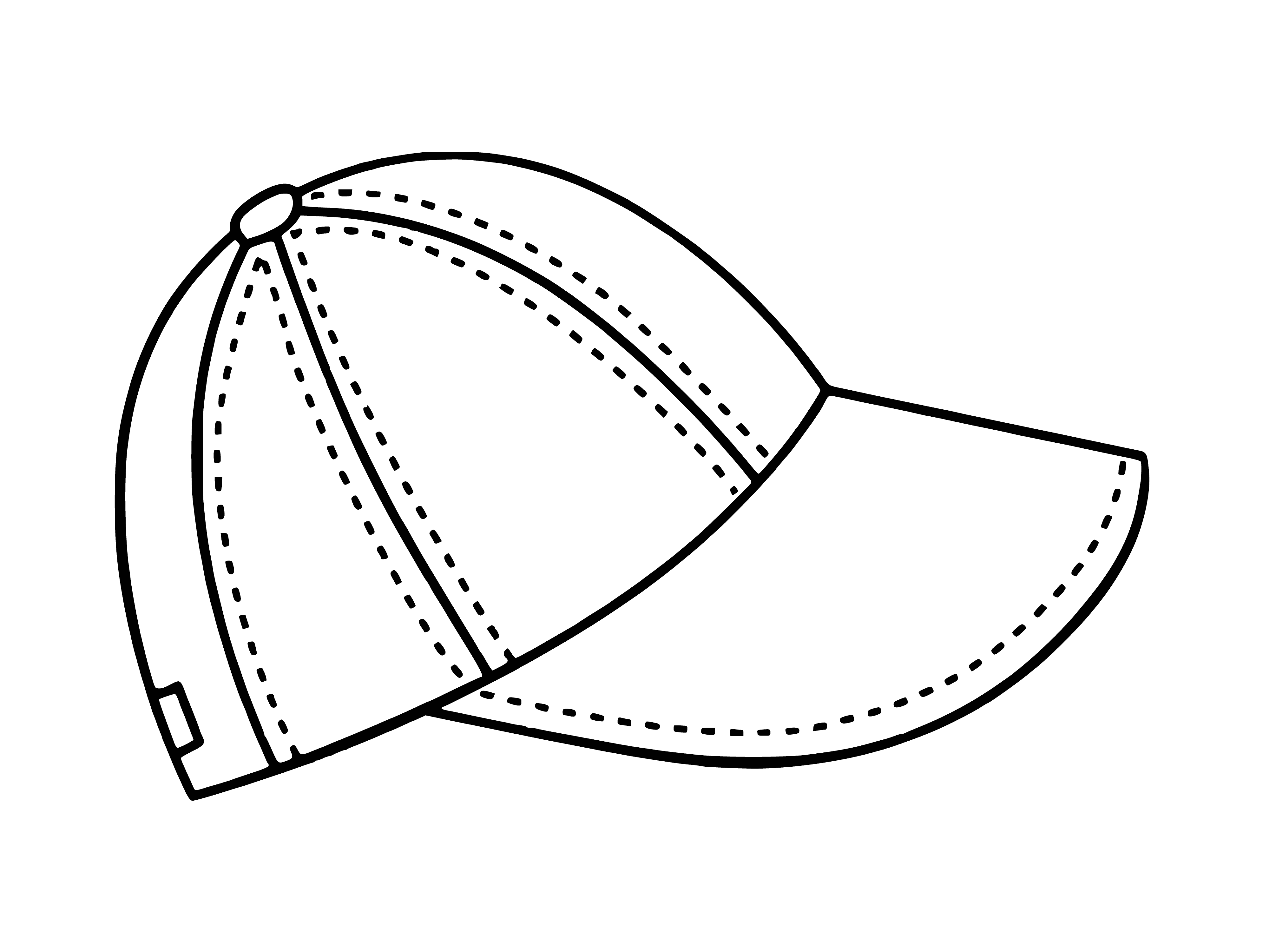 coloring page: Baseball cap from Gap; brim curved, adjustable strap in back.