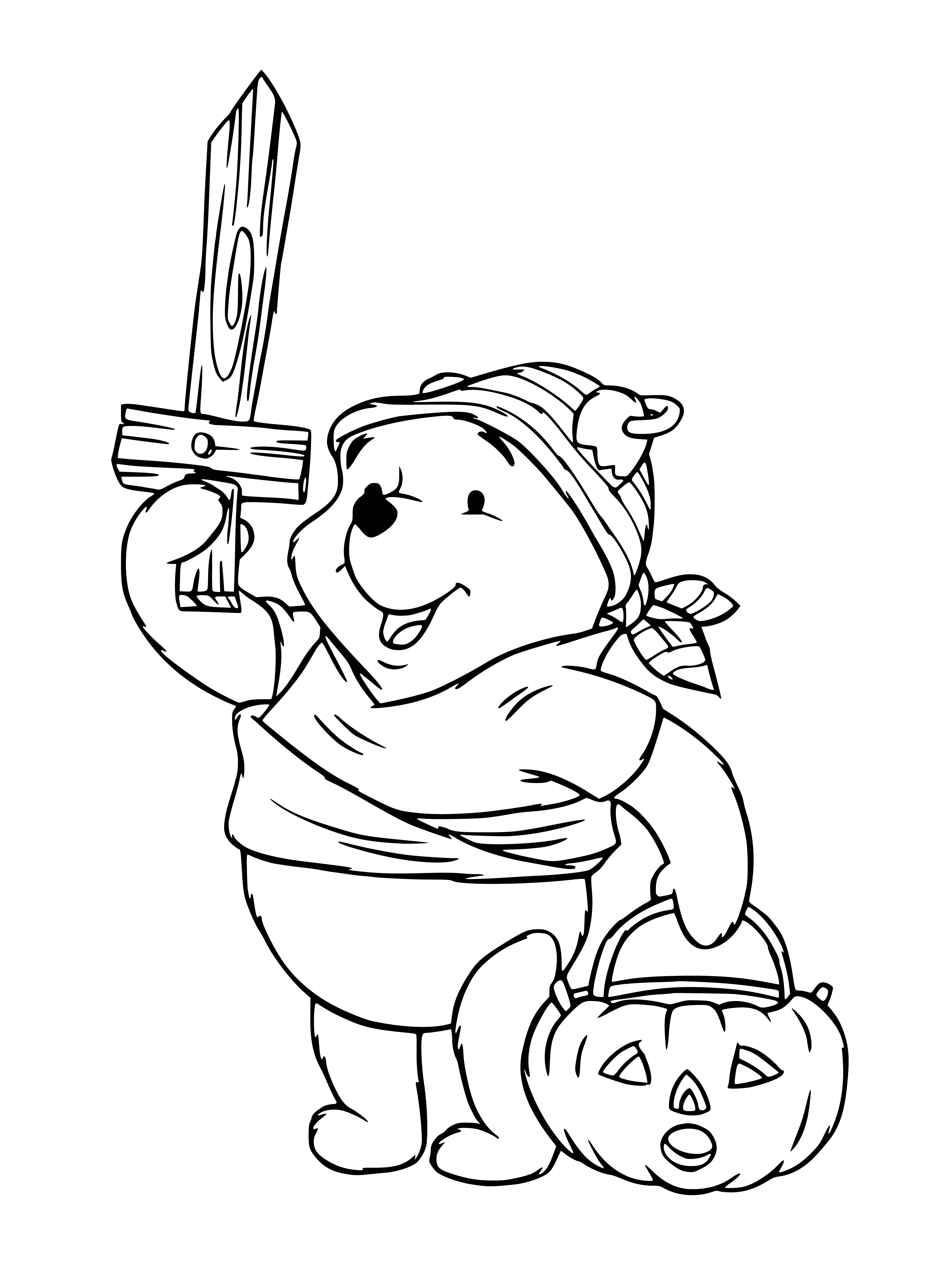 Winnie the Pooh on Halloween coloring page