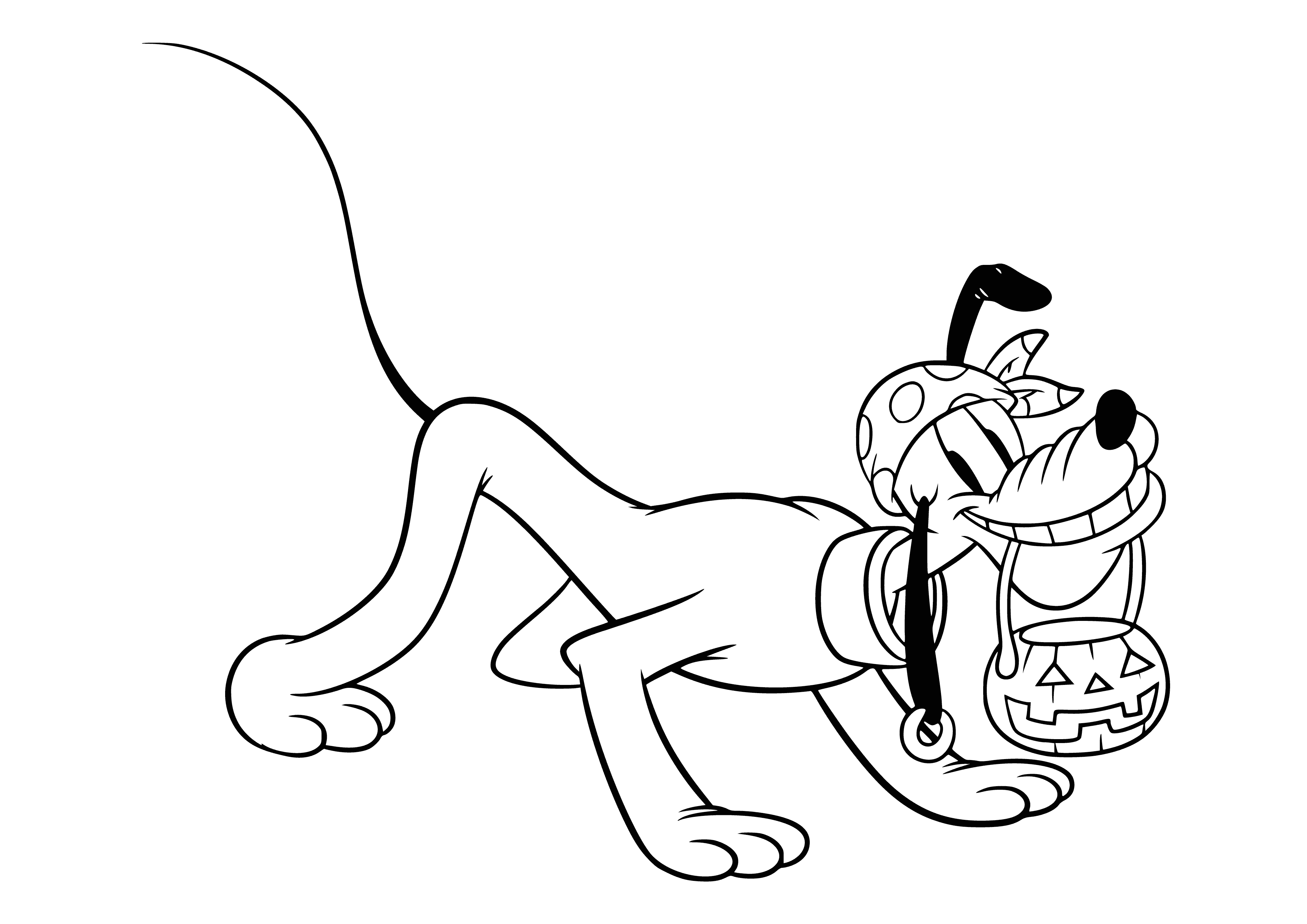 Goofy dog on Halloween coloring page