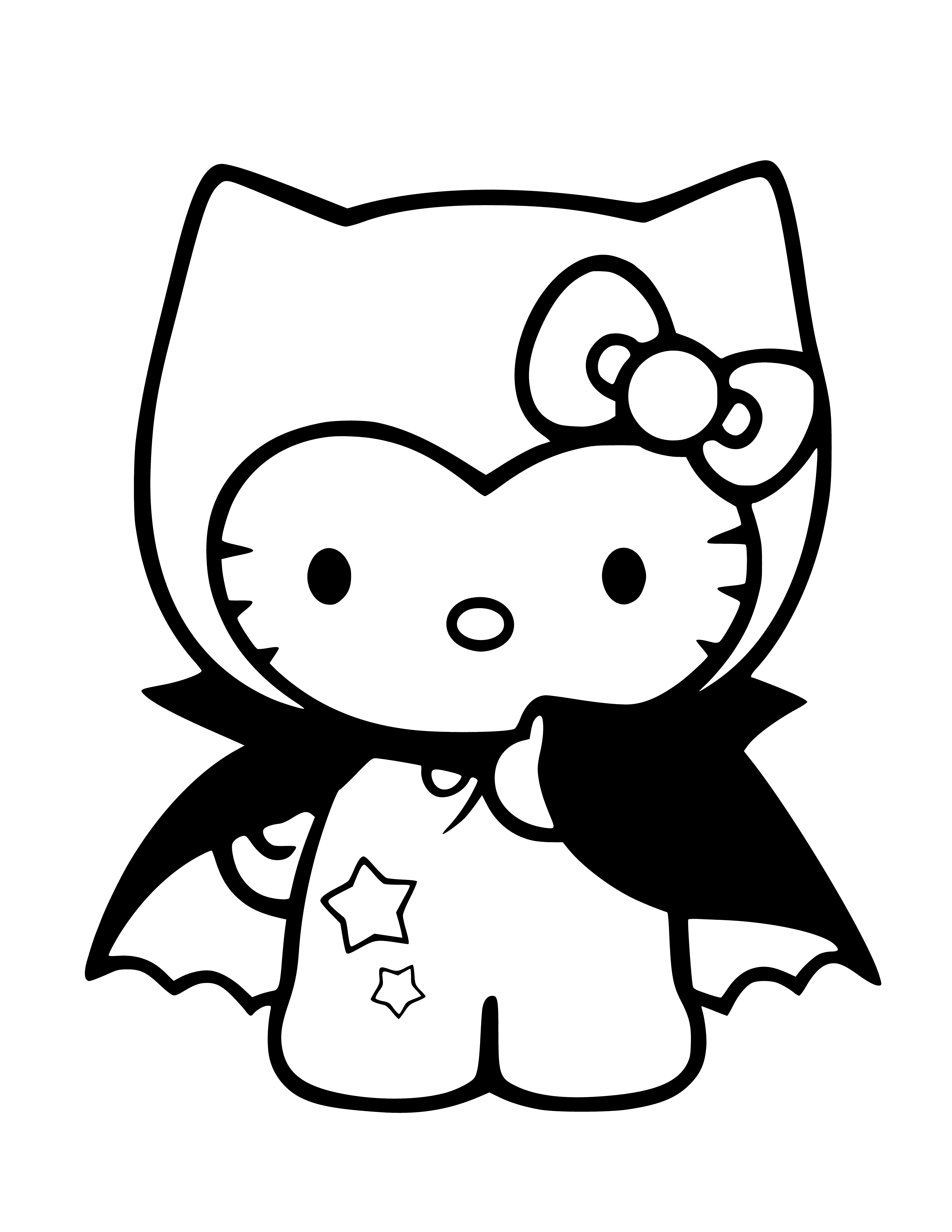 Kitty and Hellouine coloring page