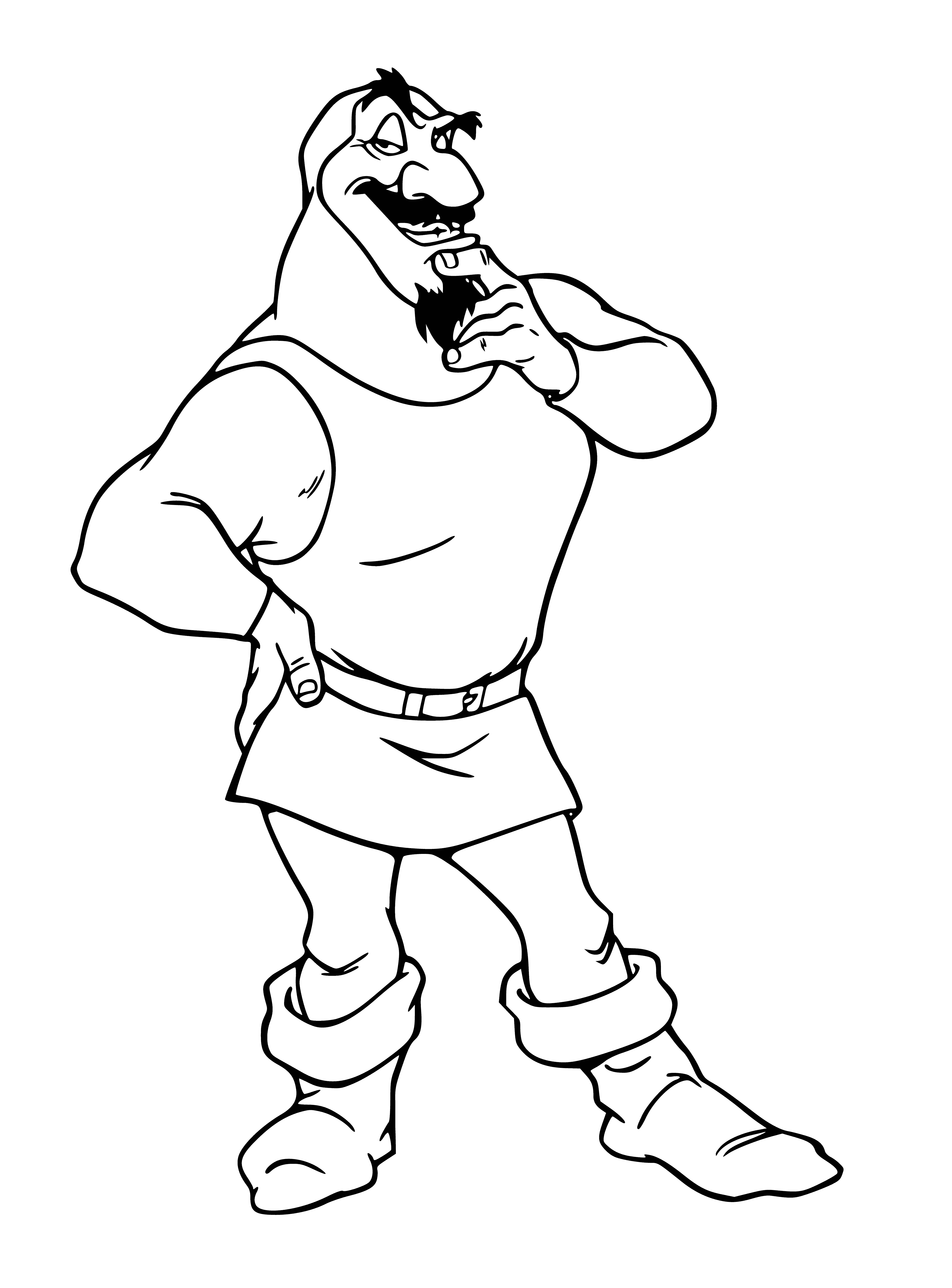 coloring page: The Gummi Bears are a gang of villains, armed with knives and guns, wearing dark clothing and menacing expressions.