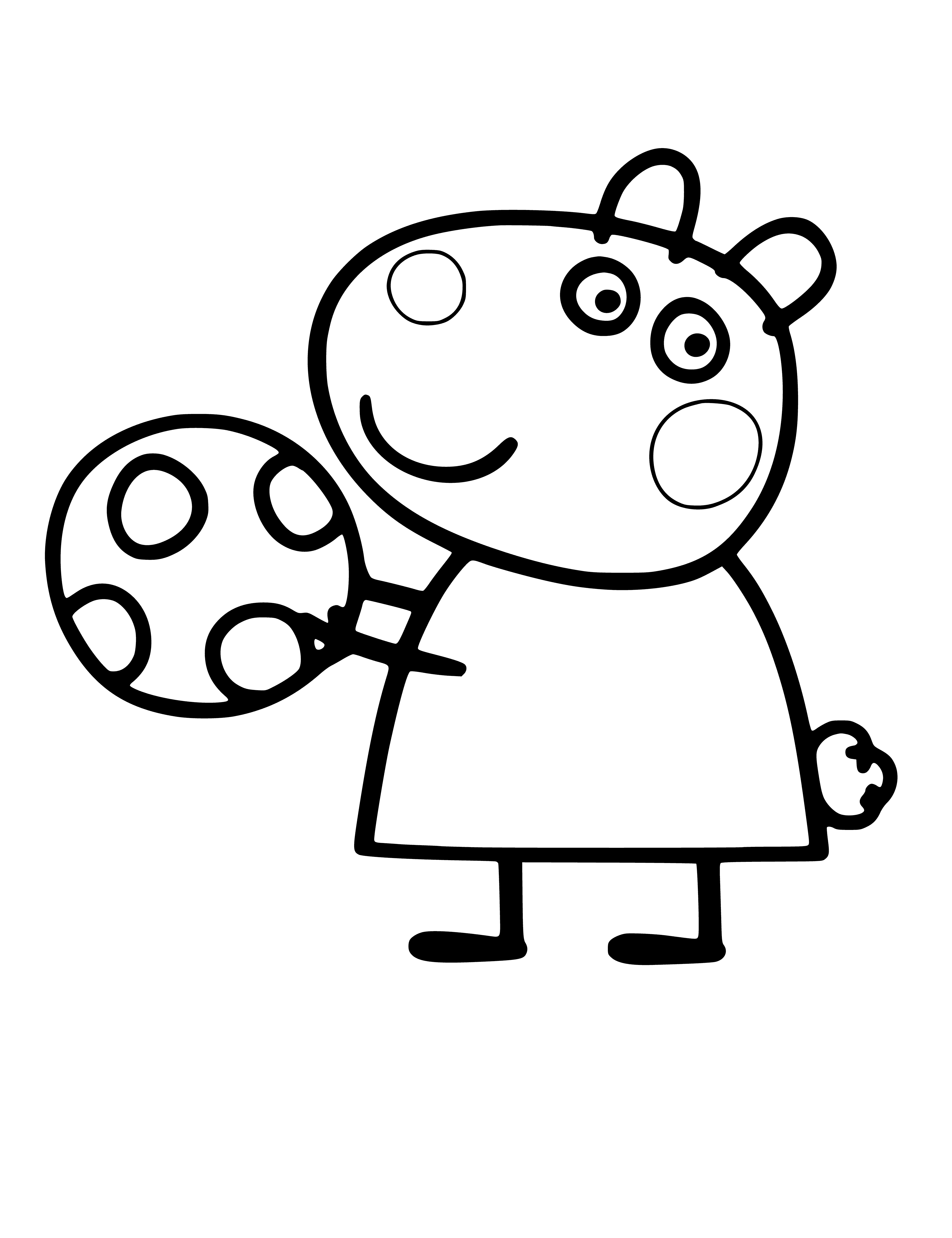 Suzie the Sheep with a ball coloring page