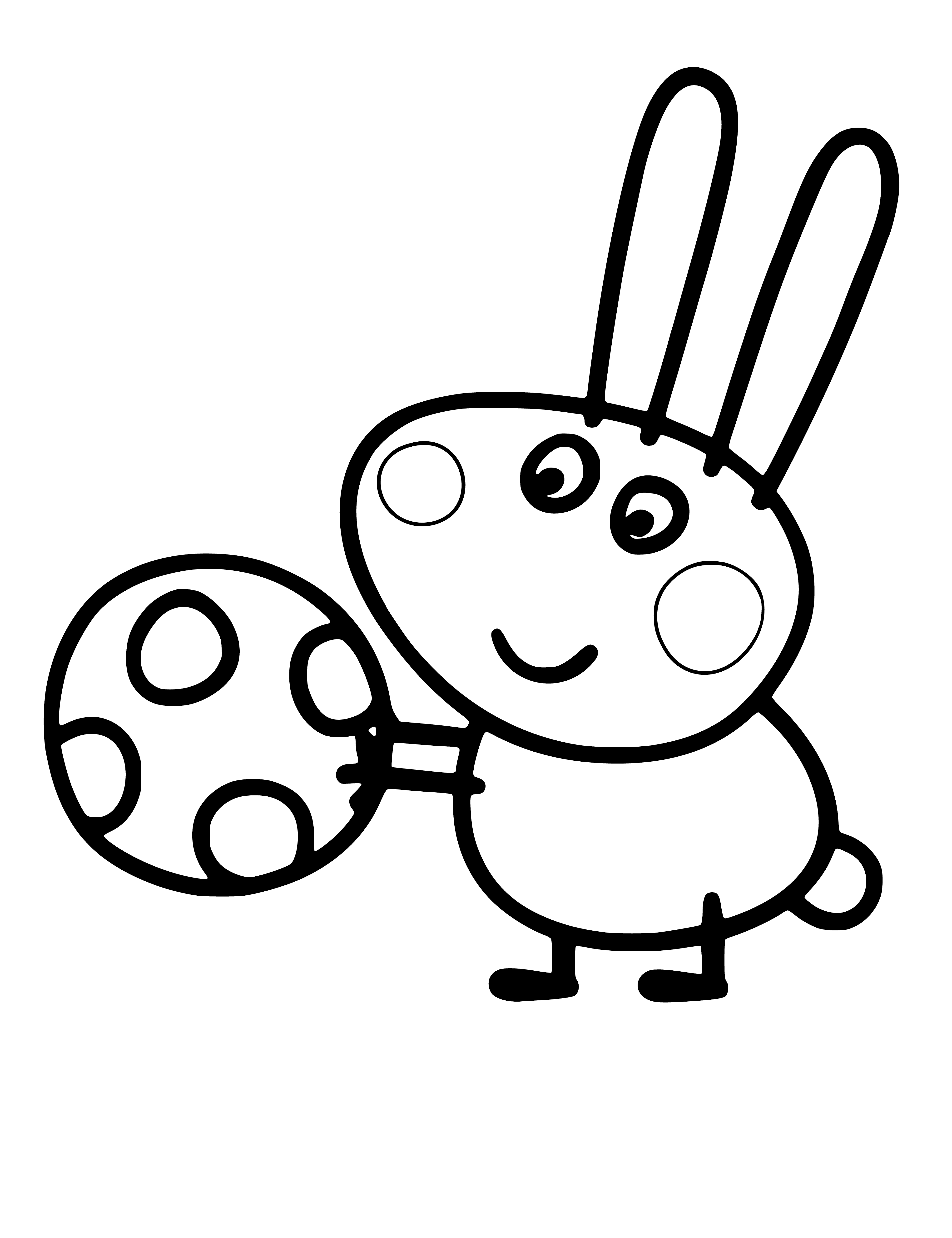 Rabbit Richard with a ball coloring page