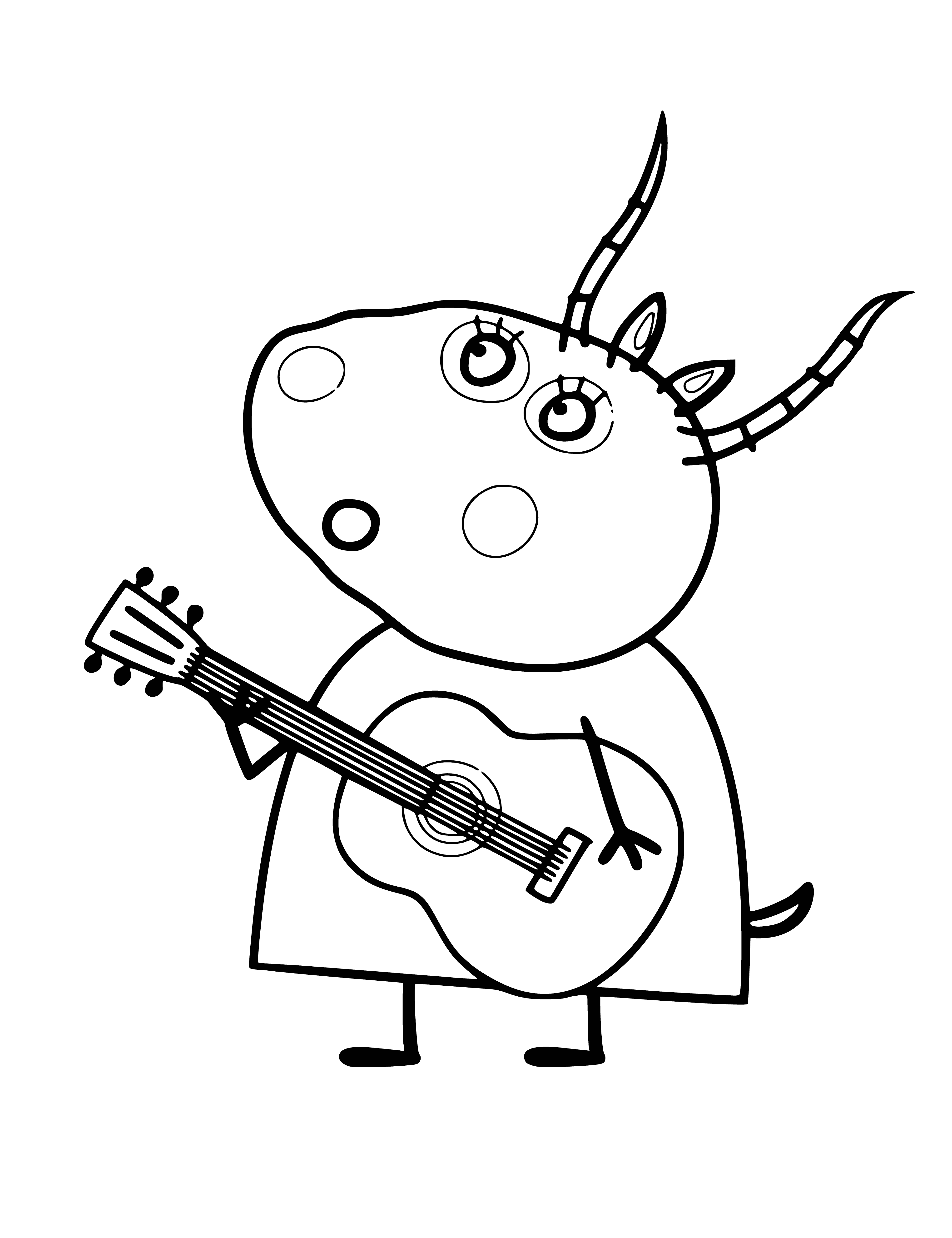 Madame Gazelle with a guitar coloring page