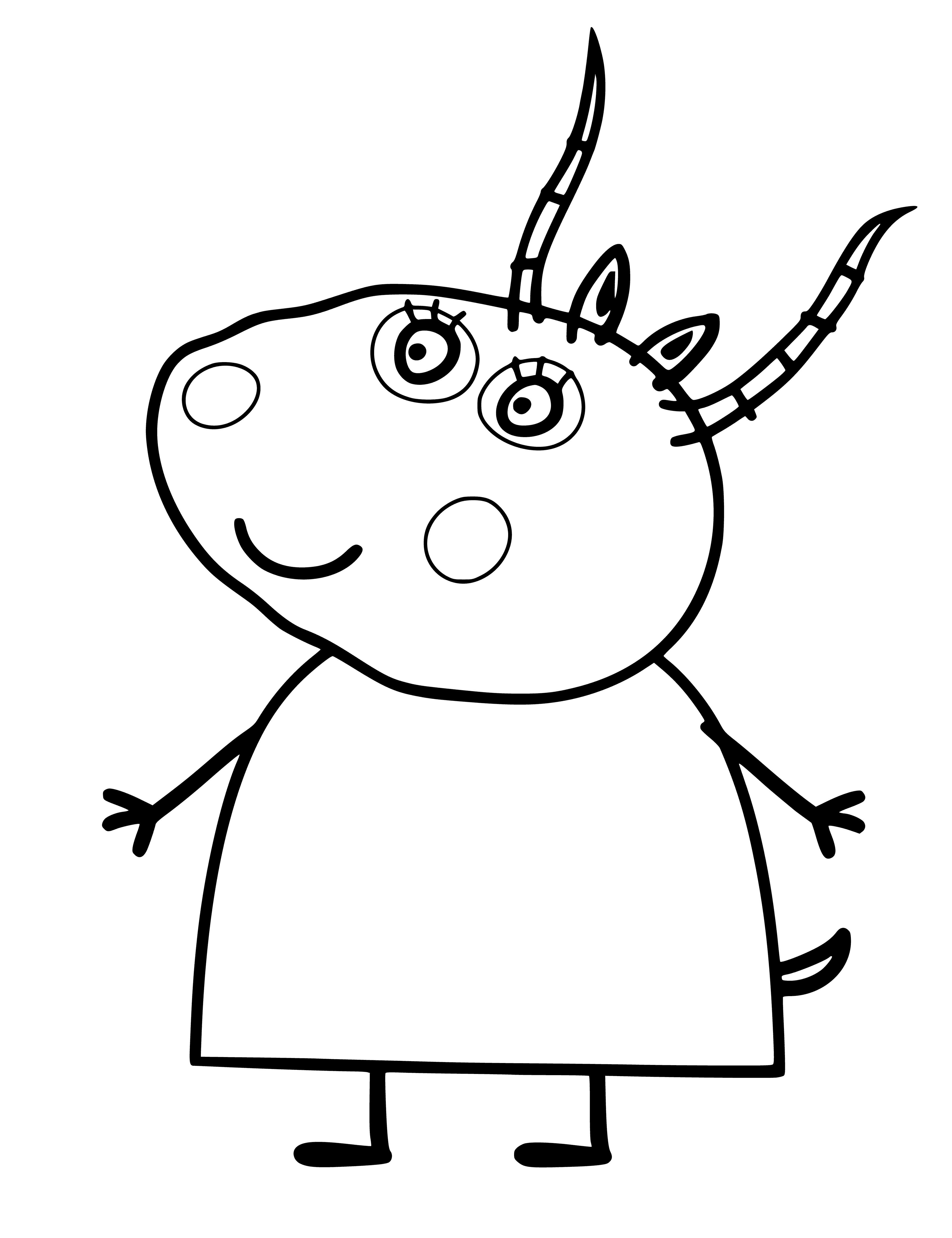 coloring page: Madame Gazelle is a teacher wearing a dress and scarf with a big smile. #coloringpage