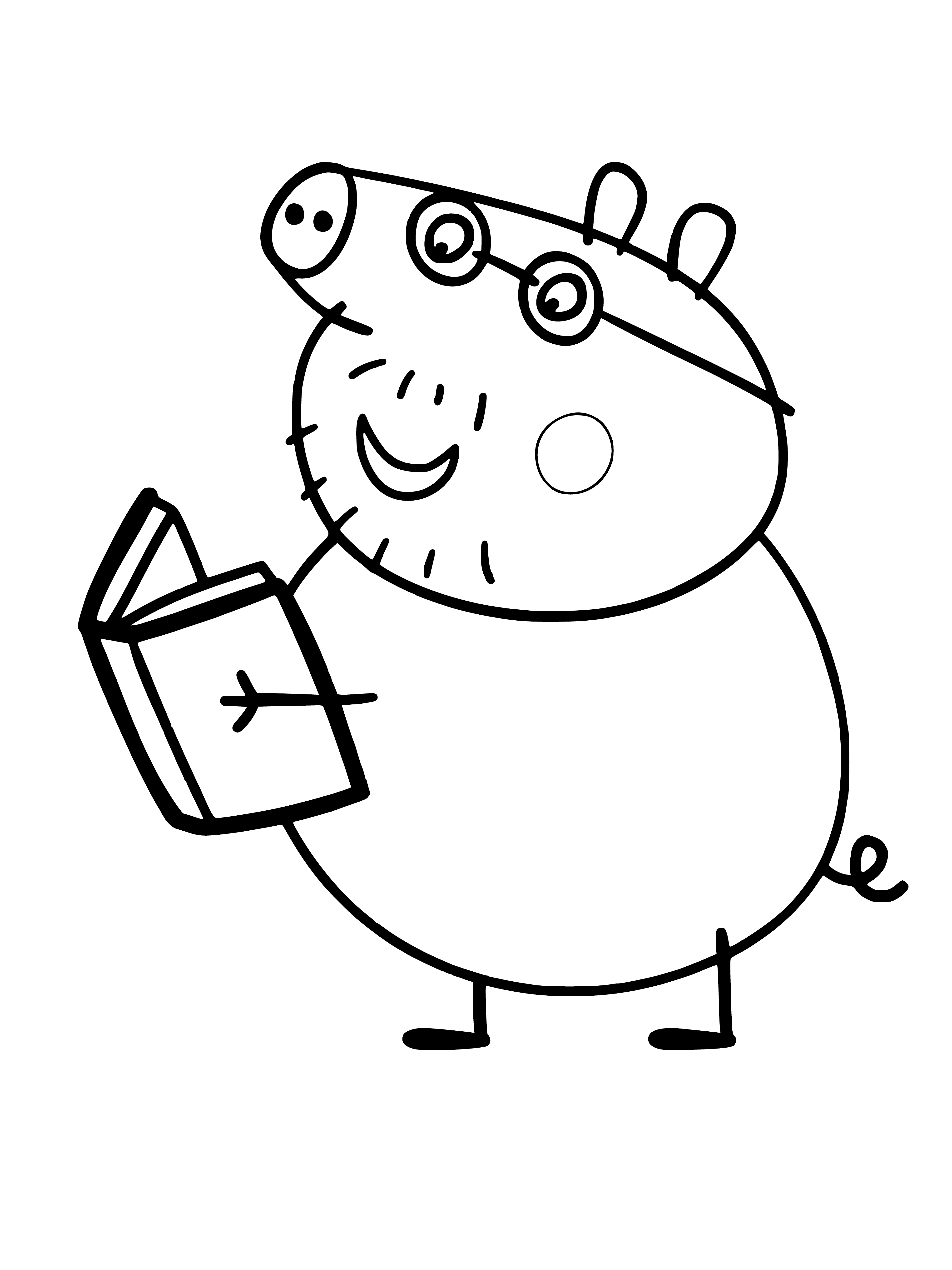 Papa cochon lisant un livre coloriage
