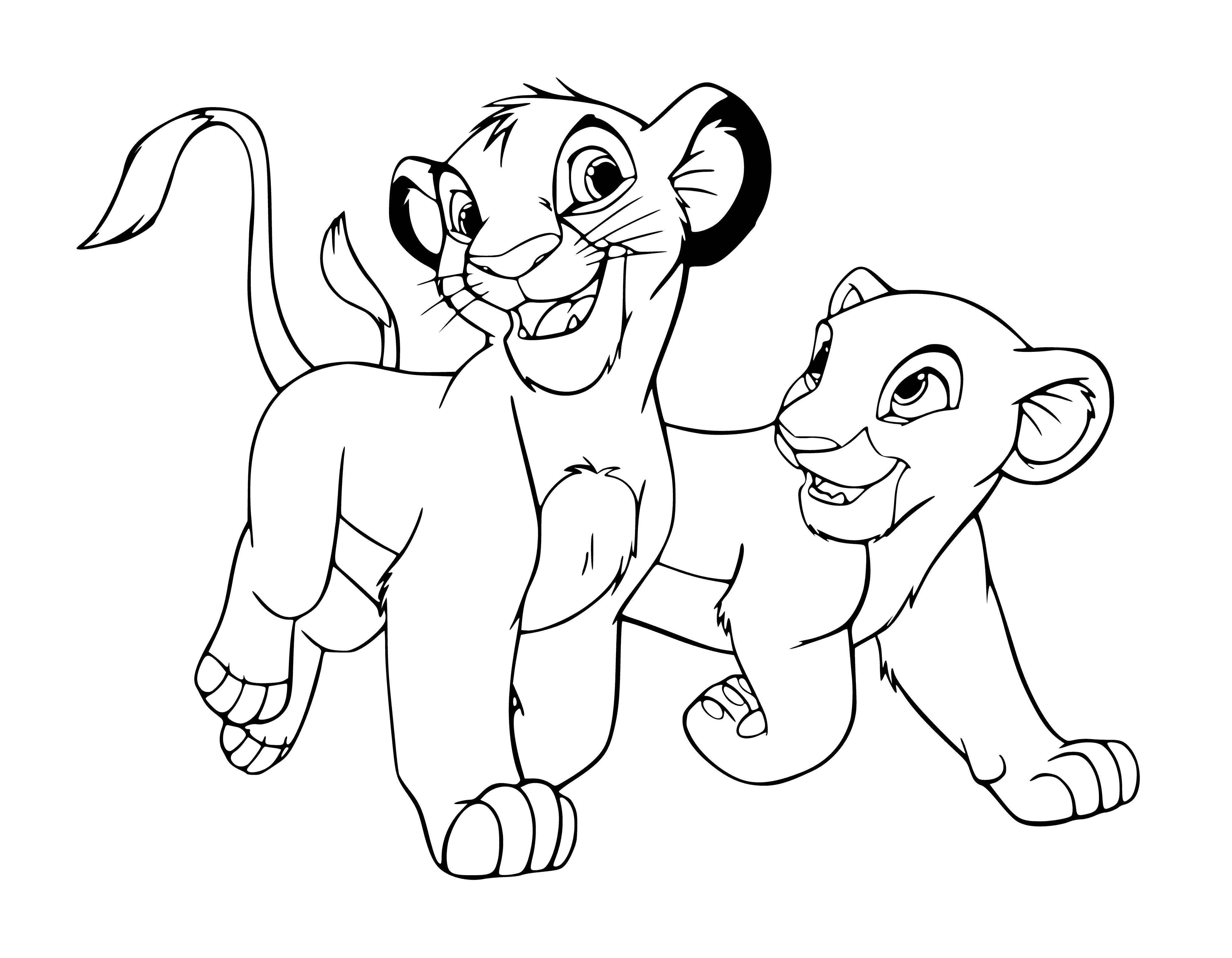 coloring page: Timon, surrounded by friends, is content and peaceful in this coloring page. #TheLionKing