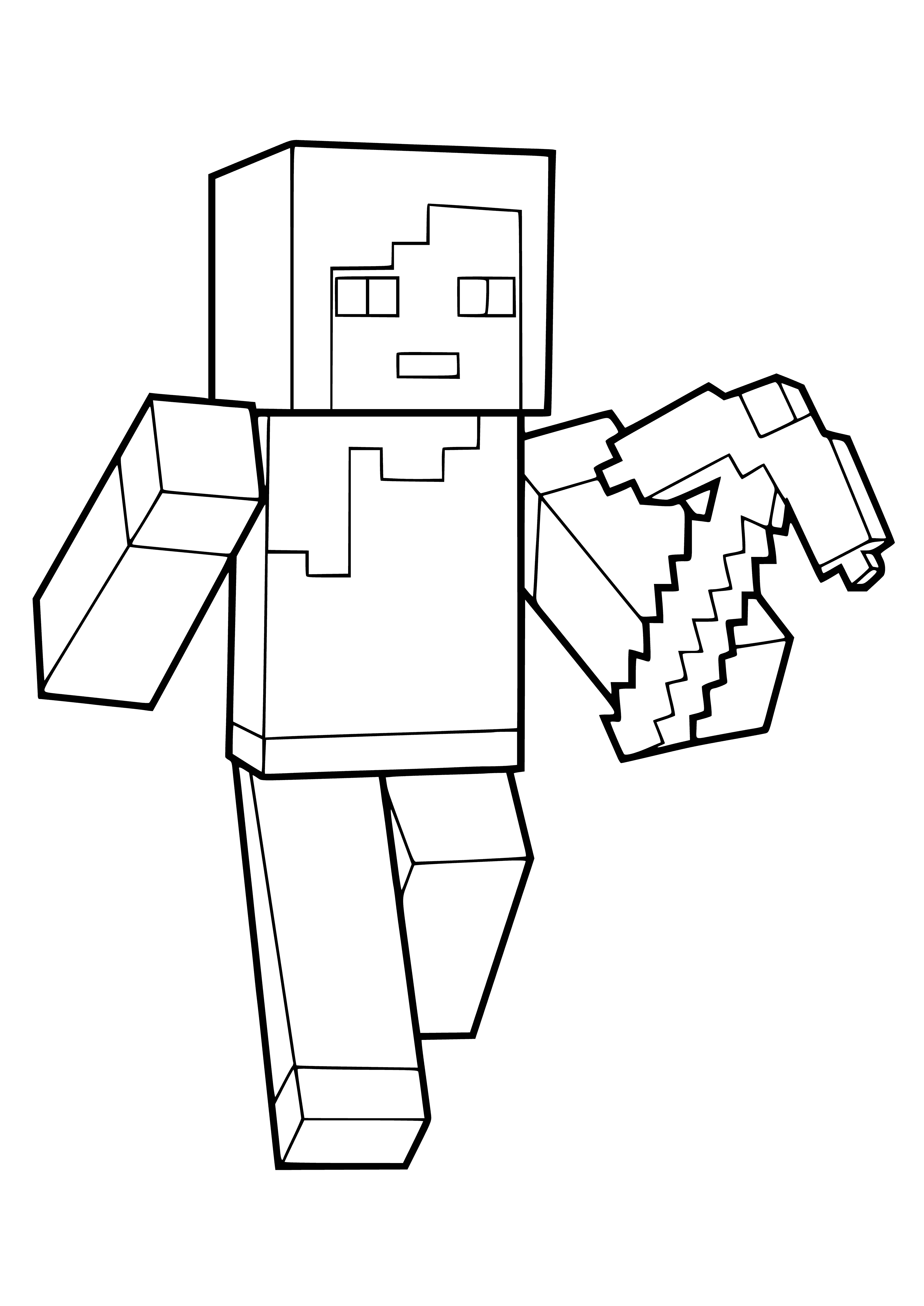 Alex with a pickaxe coloring page