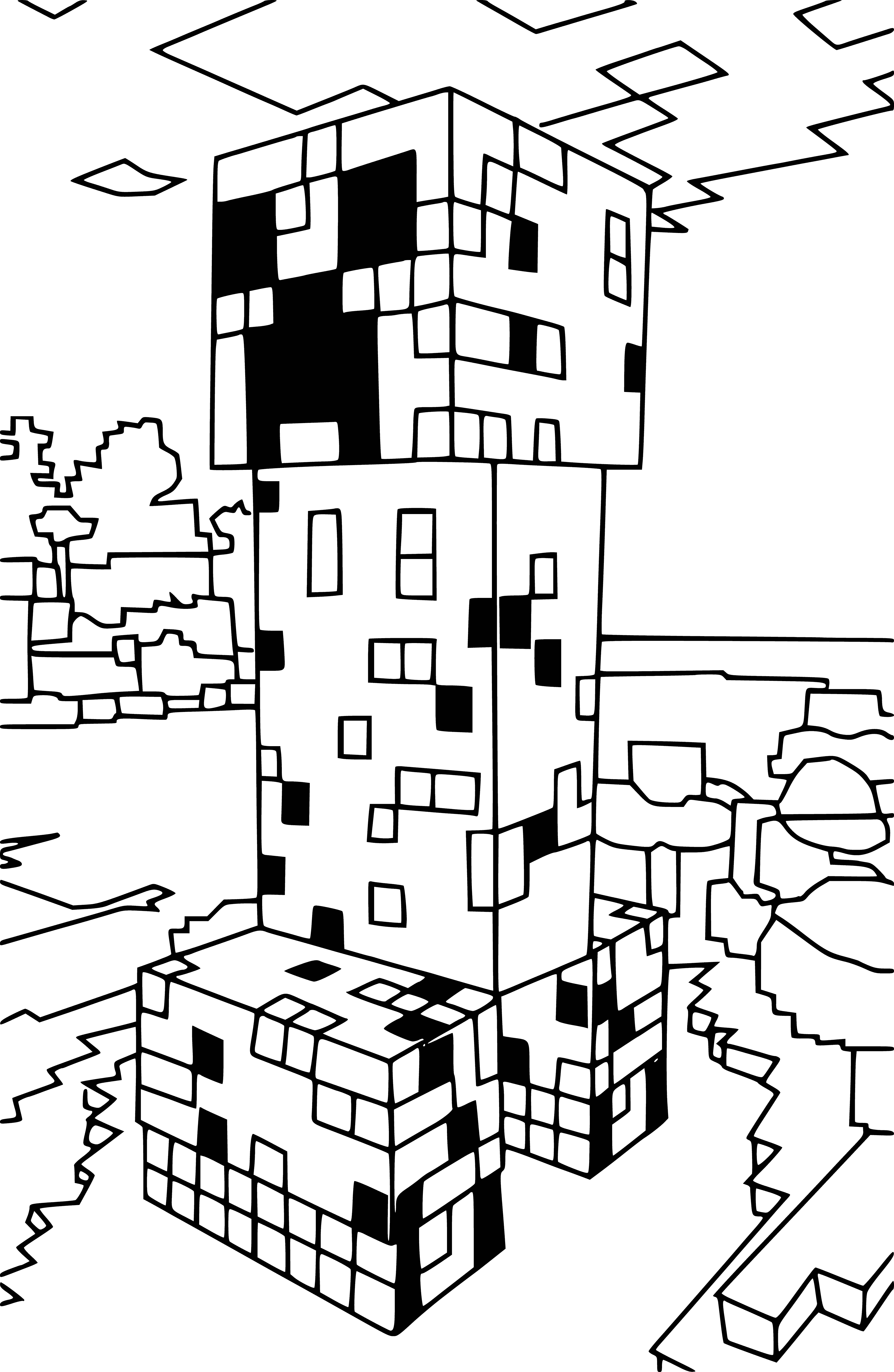 Blokkiesraaisel Minecraft inkleurbladsy