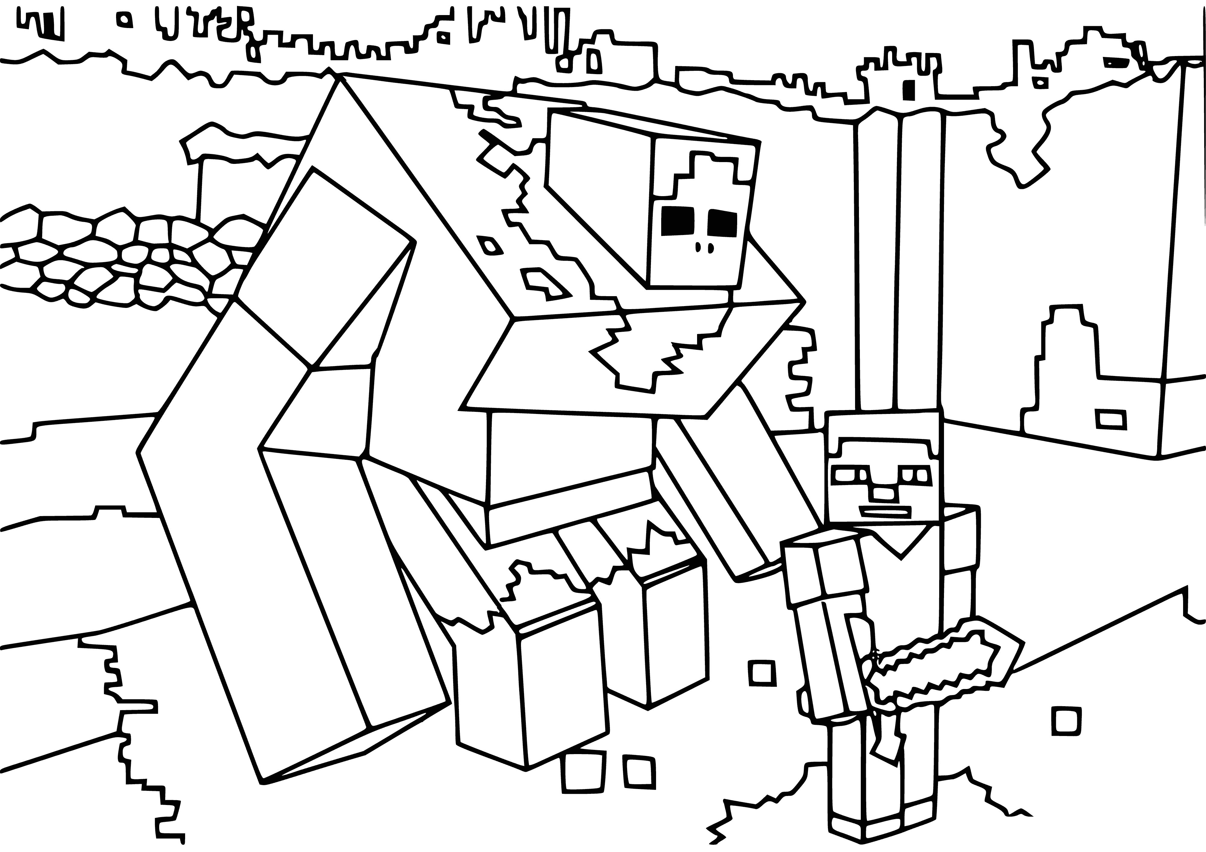 Robot and Steve coloring page