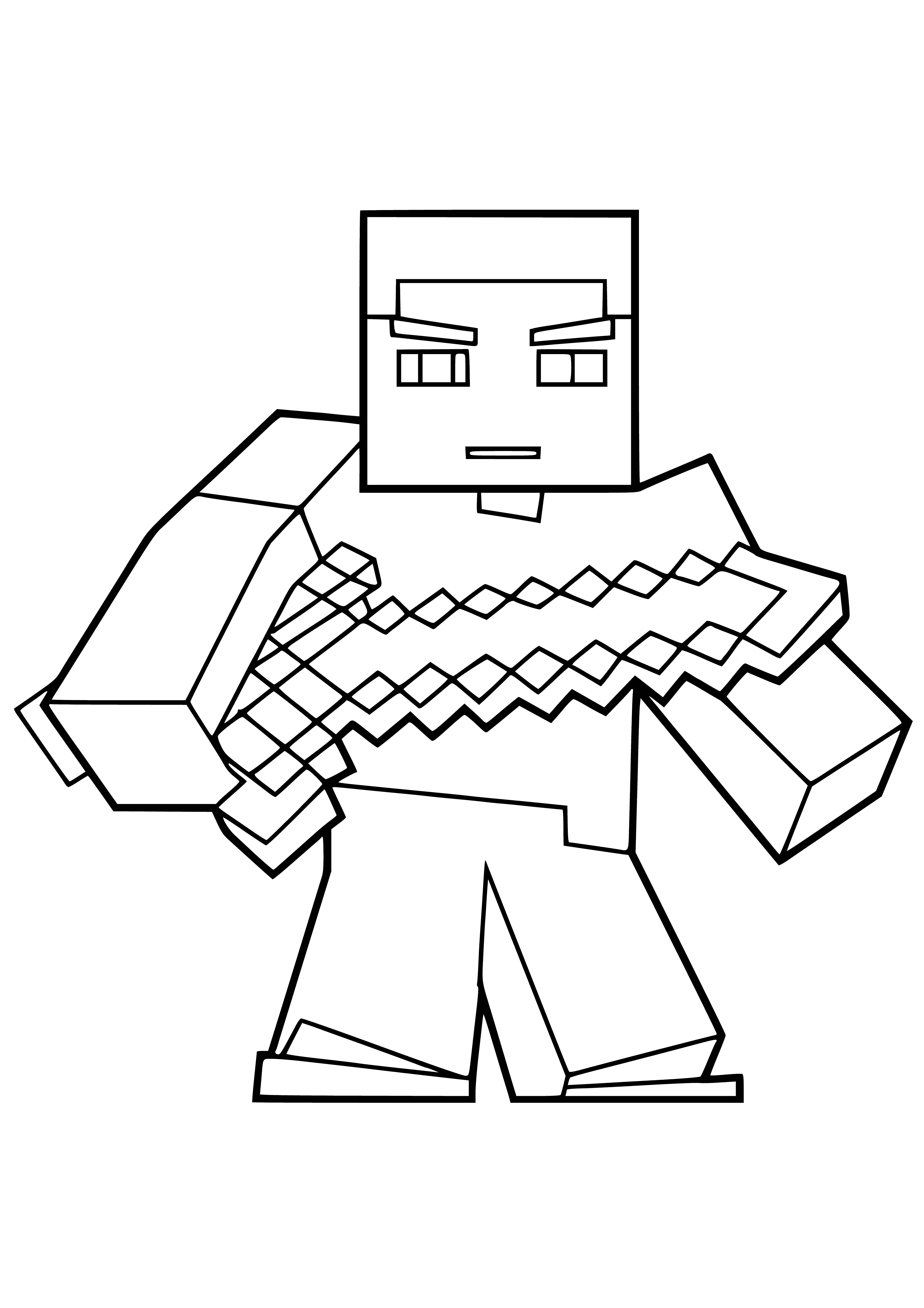 Herobrin with a sword coloring page