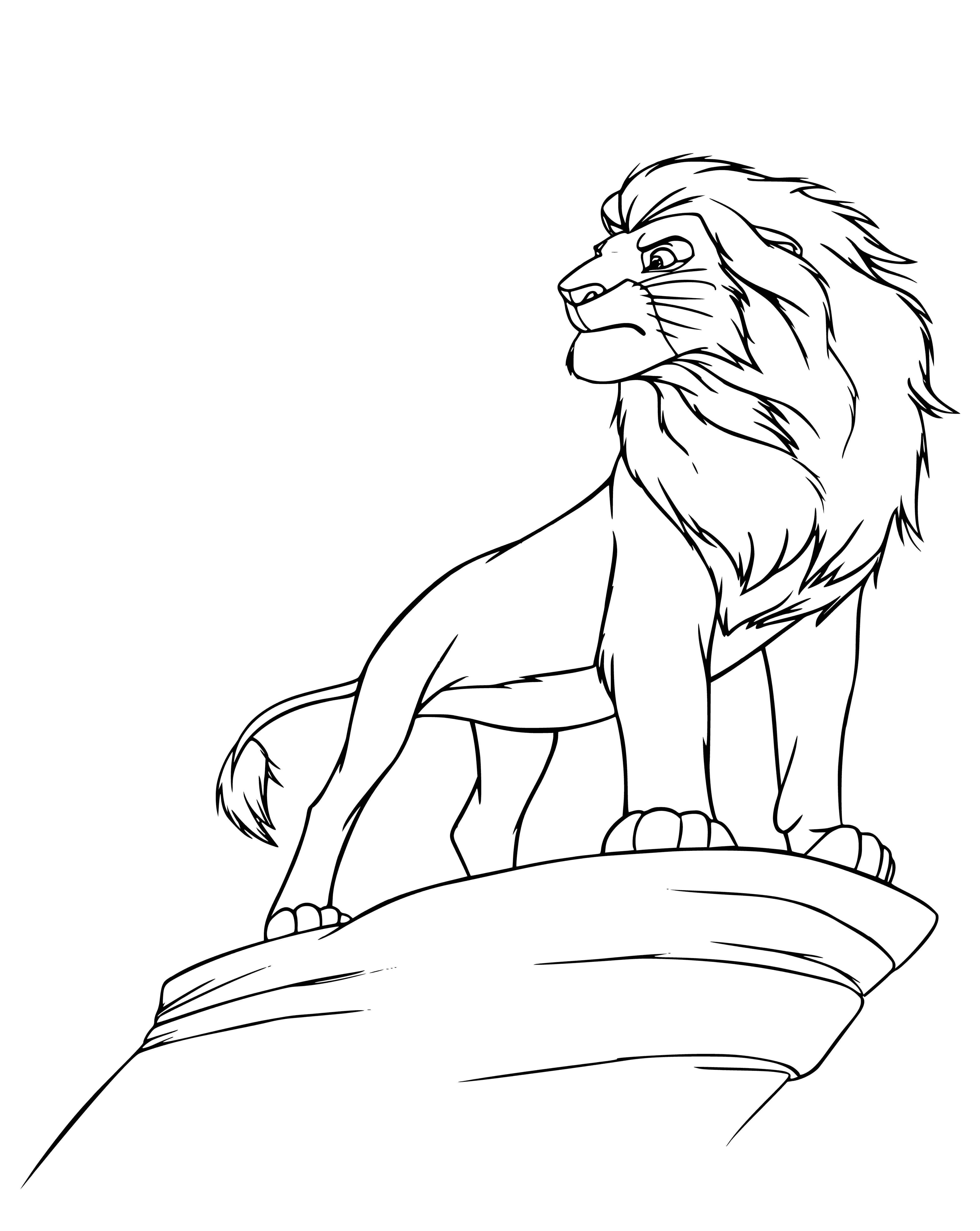 Simba on the rocks coloring page