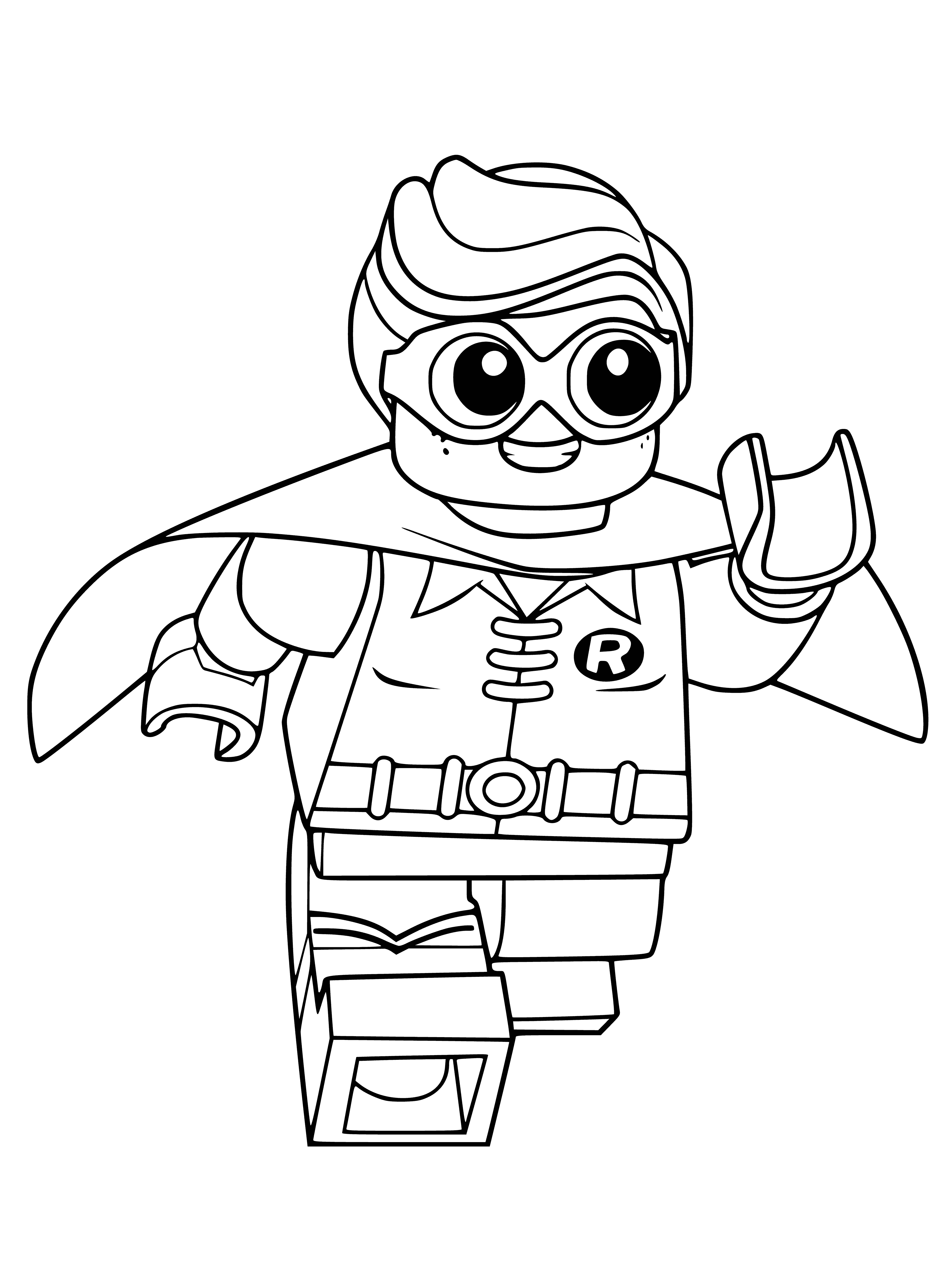 coloring page: Two people smiling while holding unique objects: a bat and a bird.